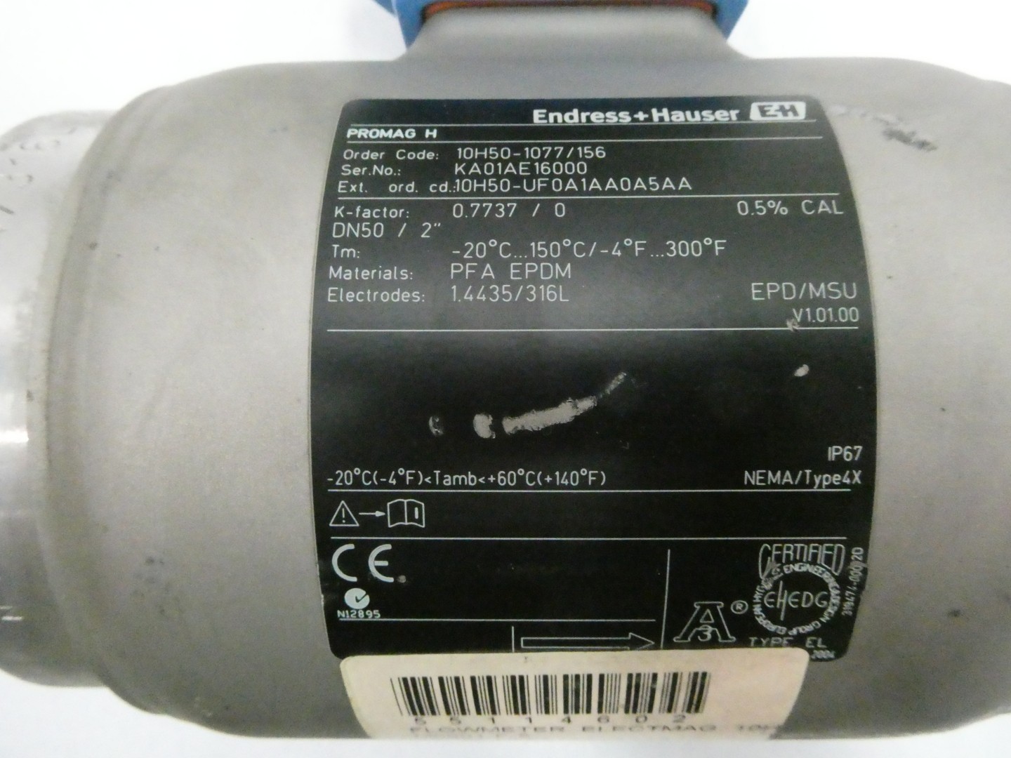 Endress Hauser 10H50-1077/156 10h50-uf0a1aa0a5aa Promag 10 Flow Meter 2in