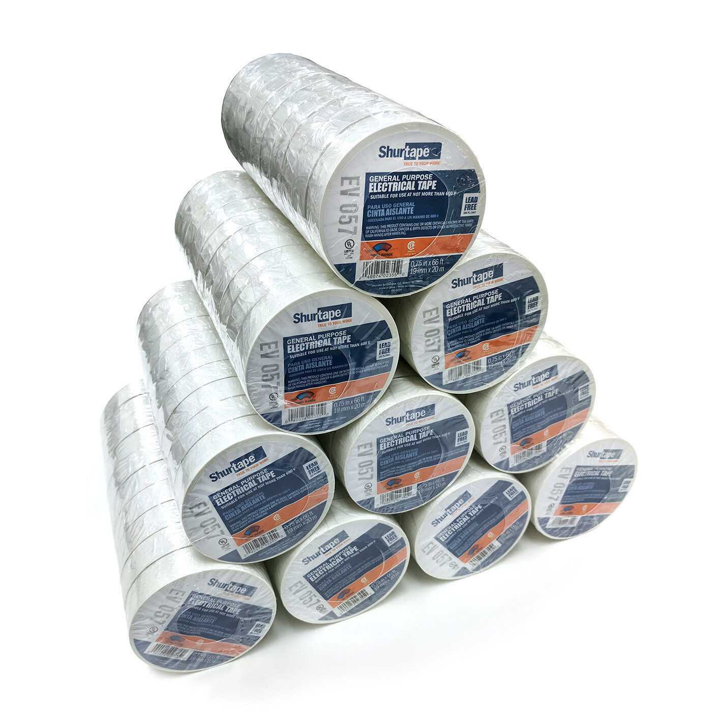 Shurtape 200783 EV 057C UL Listed Electrical Tape White 3/4in x 66ft Case of 100