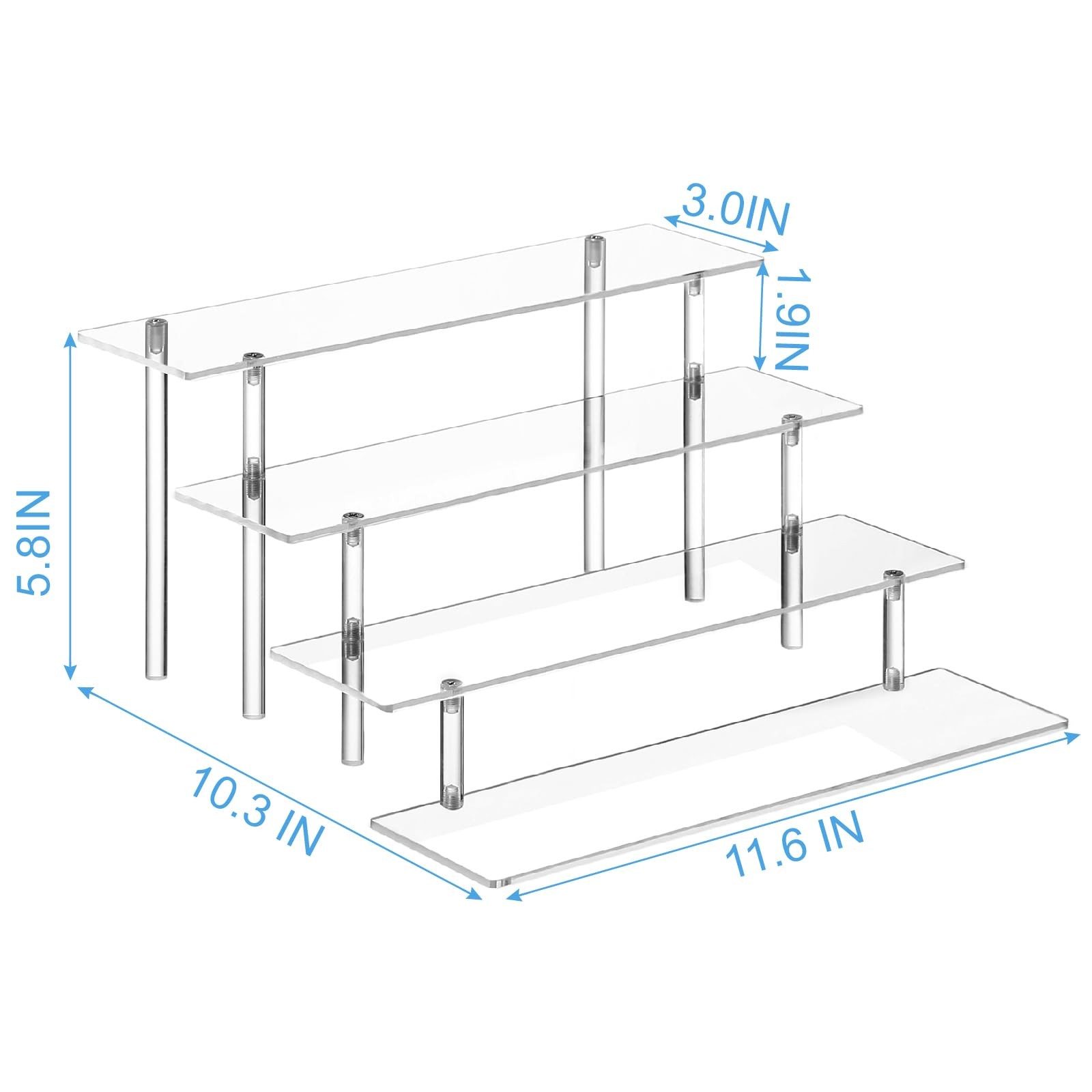 4 Tier Acrylic Perfume Organizer Stand, Clear Display Risers for Perfume, Cologn