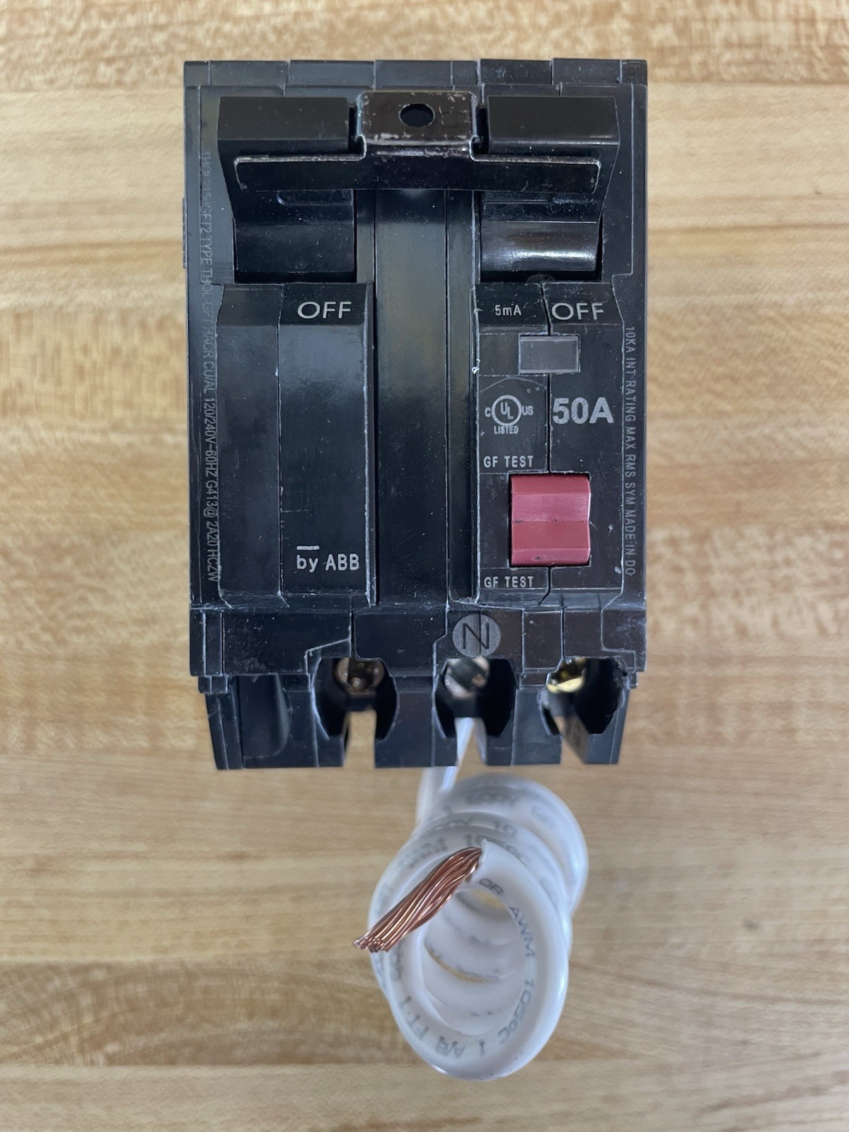GE THQL2150GFT2P 50A 240V 2P GROUND FAULT Plug In Circuit BREAKER