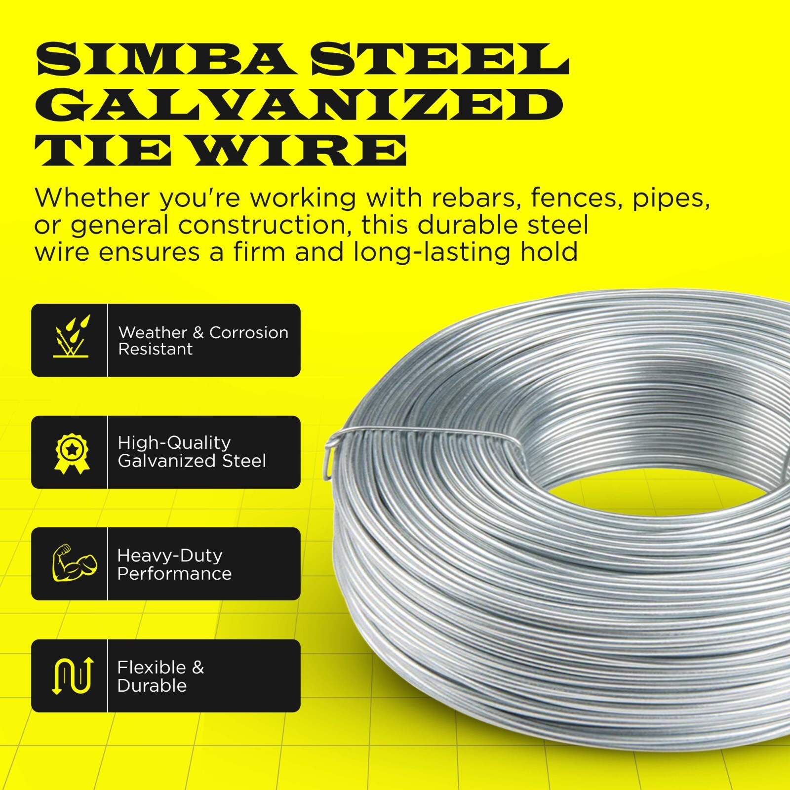 Galvanized Tie Wire, 16 Gage Soft Annealed, 3.5lb Rolls 1 – 100 Qty SIMBA STEEL