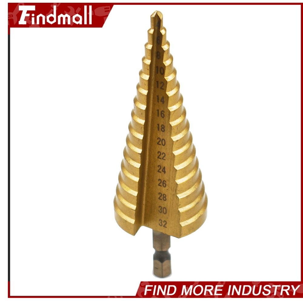 Findmall 3 Pcs 4-12/20/32mm Large HSS Steel Step Cone Drill Bit Set Hole Cutter
