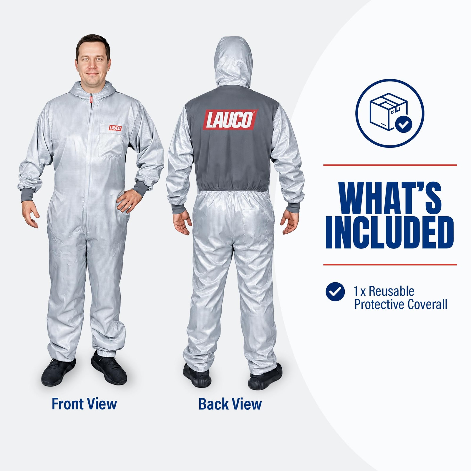 LAUCO Reusable Paint Spray Coverall with Hood, Anti-Static Silicone-Free