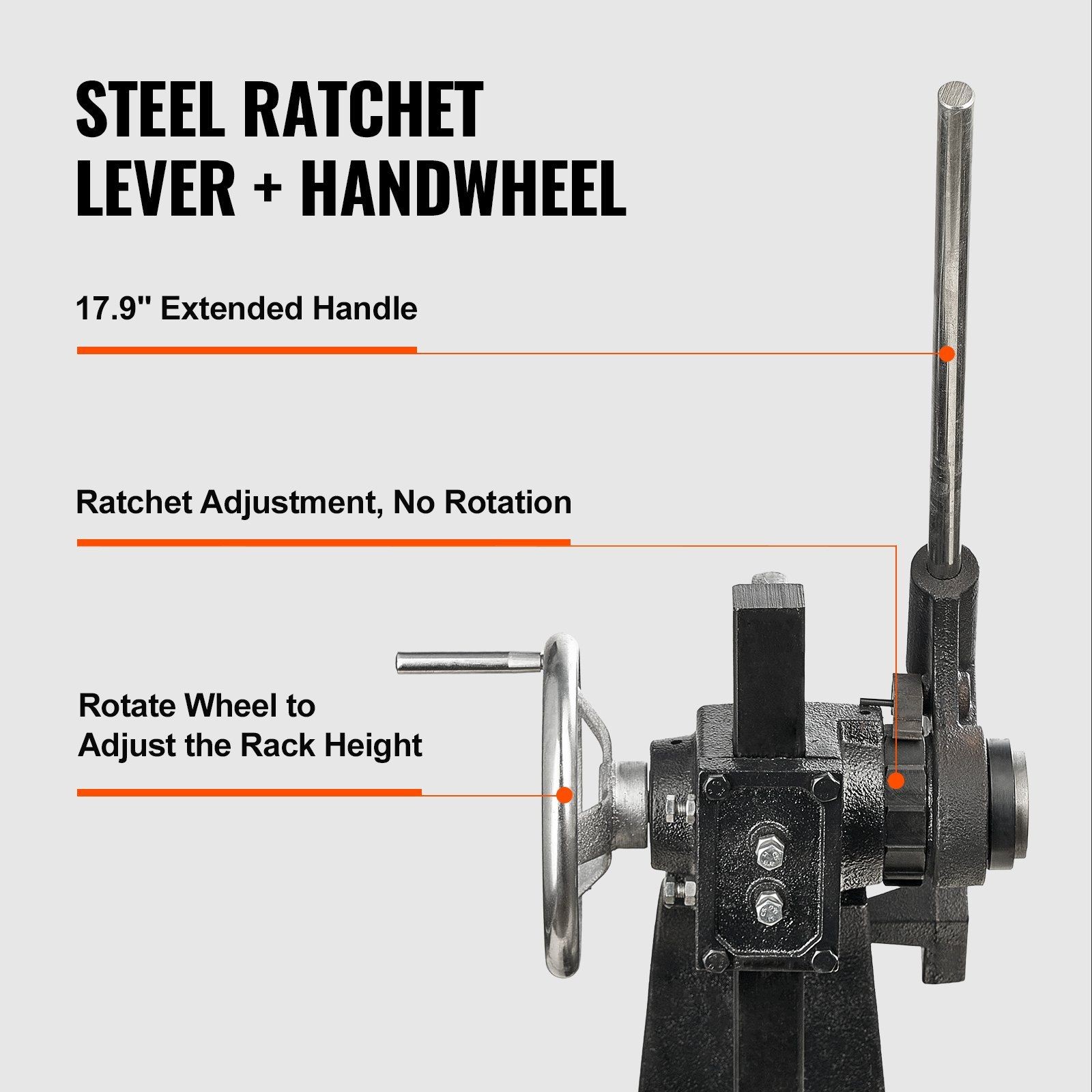Arbor Press 3 Ton, Cast Iron, Ratchet Leverage, Handwheel Adjust, 12.2″