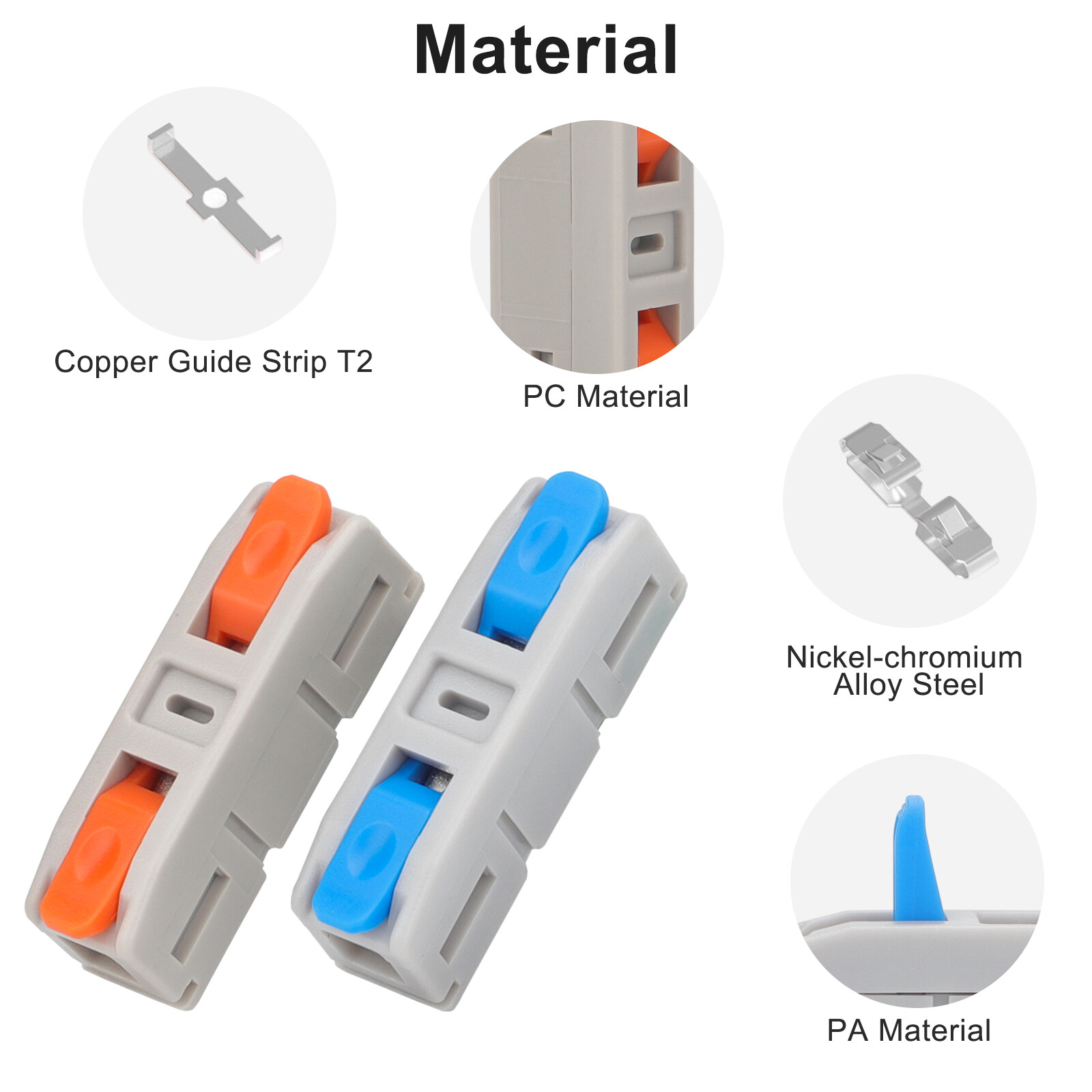 100pcs Lever Wire Connectors Compact 1-in-1-Out Electrical Terminals 24-12 AWG