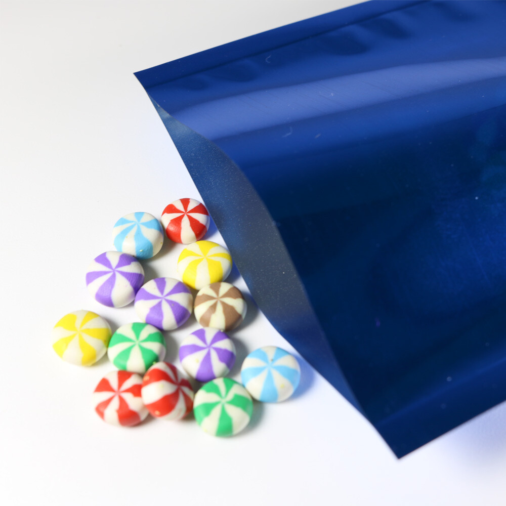 Blue Metallic Empty Top Mylar Pouches Durable Sealable Packing Bag Various Sizes