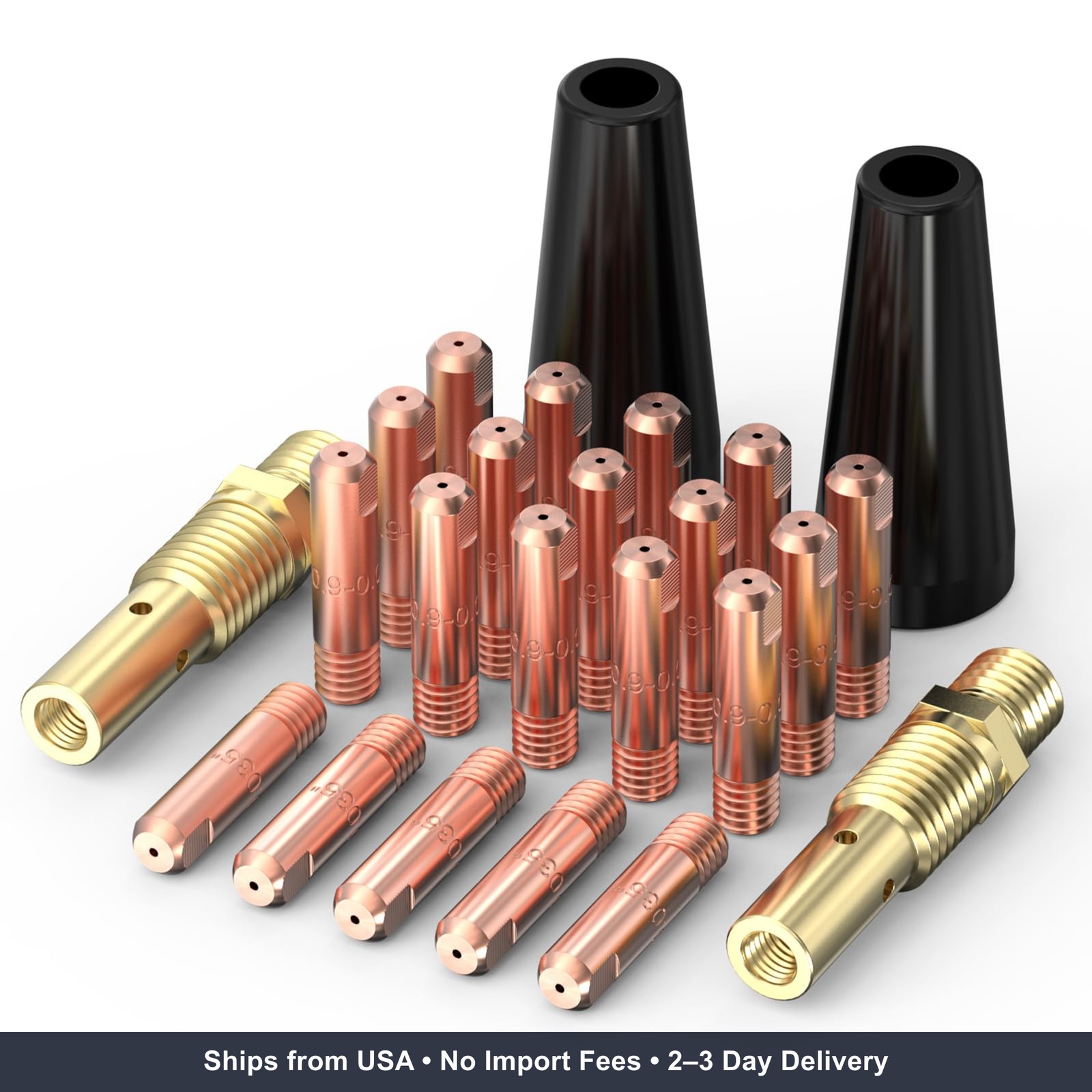 YESWELDER Flux Core Welding Gun Accessories Kit, 24Pcs, 20*.030 Tips & 2*Rubber