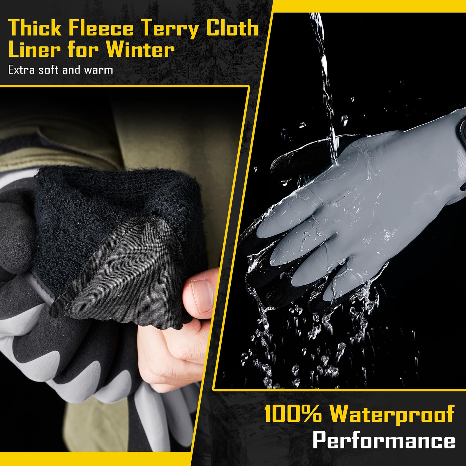 COOLJOB 100% Waterproof Winter Freezer Gloves for Working Medium, Dark Gray