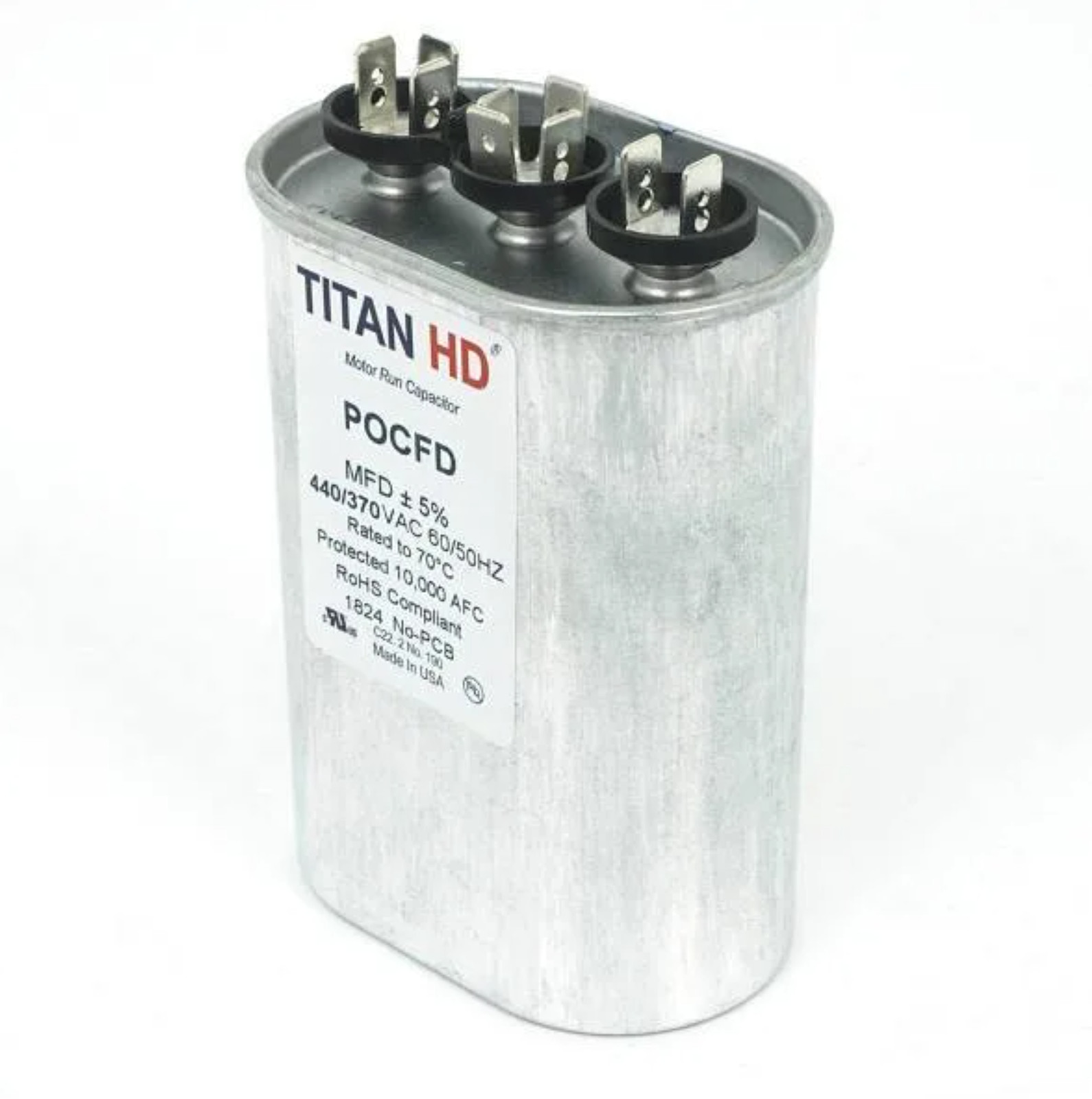 Titan Hd 50+5 MFD 440/370v Oval Run Capacitor