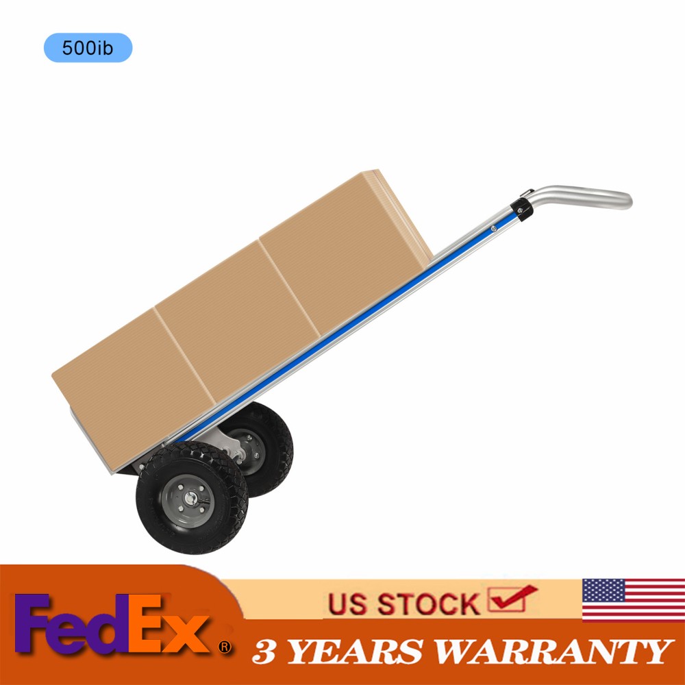 Aluminum Alloy Hand Truck Cart Heavy Duty Dolly with Rubber Wheels 440lbs/500lbs