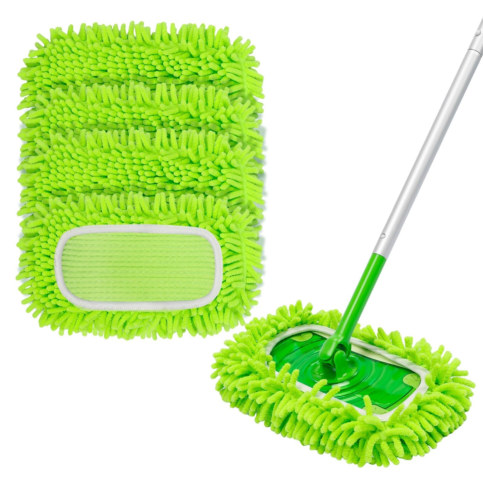 Ashsajkd Reusable Microfiber Wet & Dry Sweeping Mop Pads for Swiffer (4-Pack)