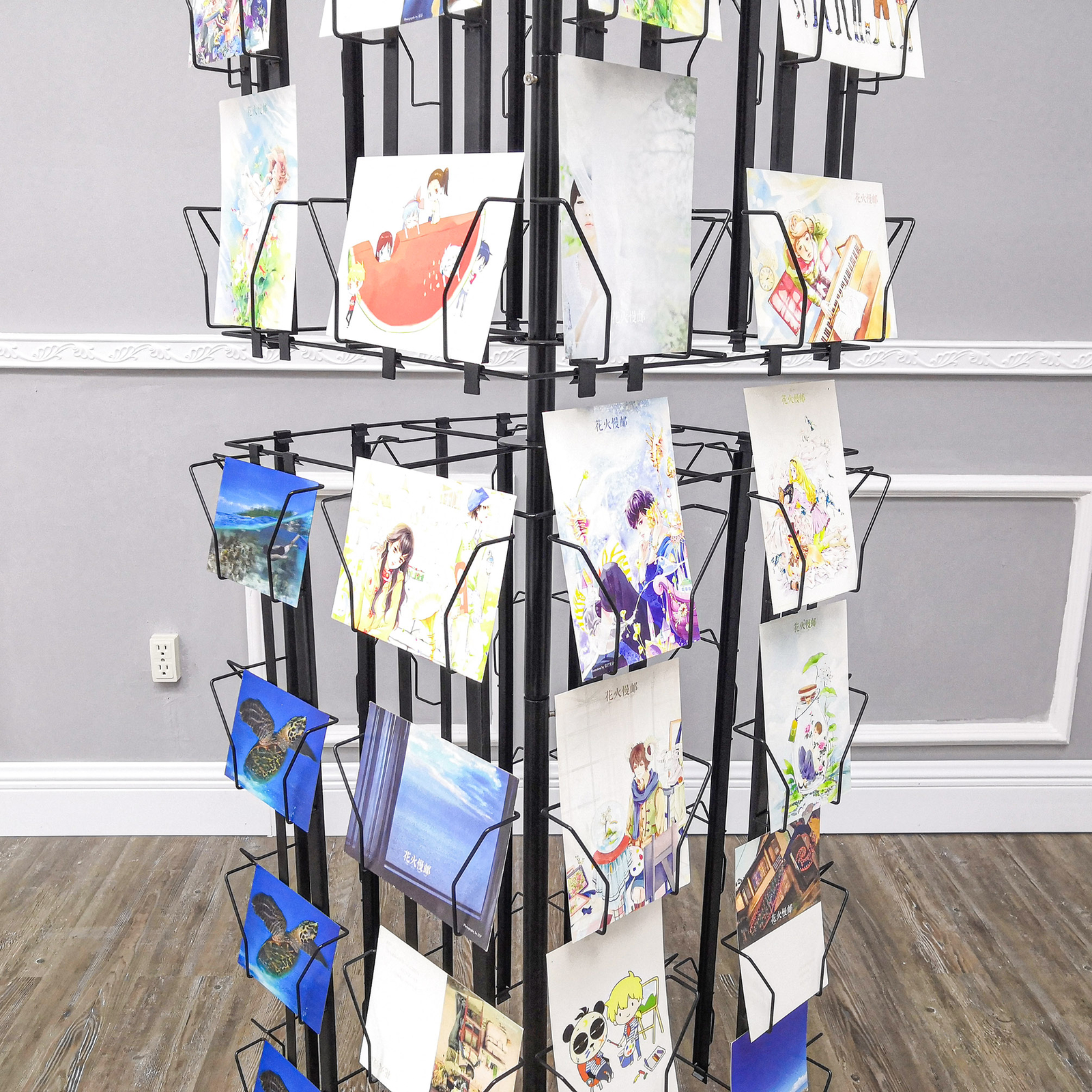 64 Adjustable Pockets Display Rack 5×7 7×5 up to 11″W X 8″T Cards 1.2″ D Pockets