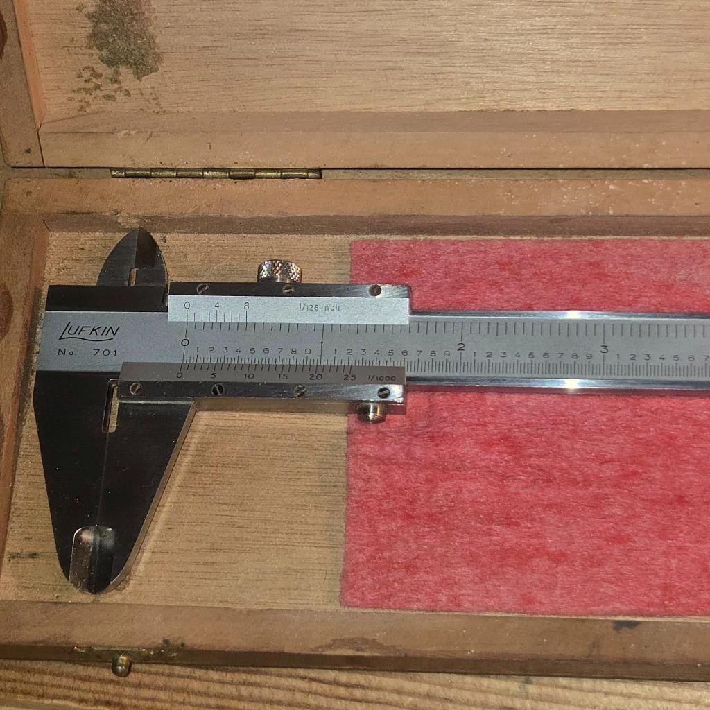 SHARP VTG LUFKIN NO, 701 VERNIER CALIPER IN ORIGINAL WOOD BOX SWITZERLAND