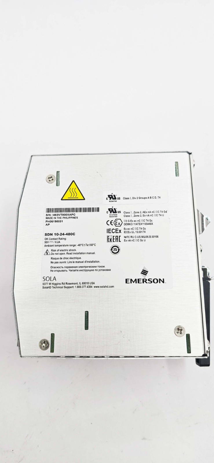 Emerson Industrial Automation Sola SDN 10-24-480C Power Supply