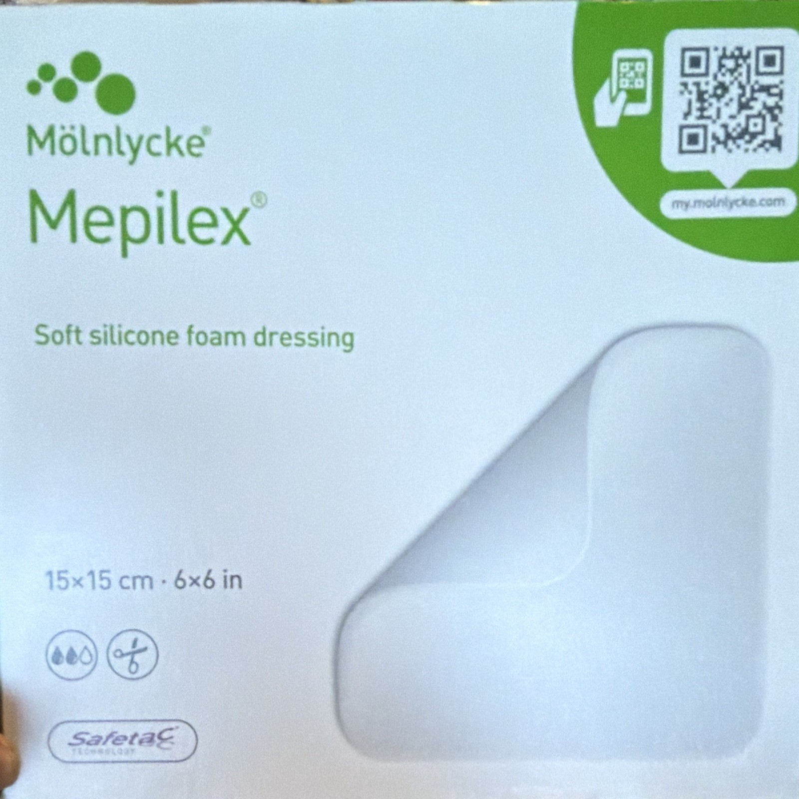Mölnlycke Mepilex Soft Silicone Foam 5 ct Dressing 15x15cm 6x6in REF 294399