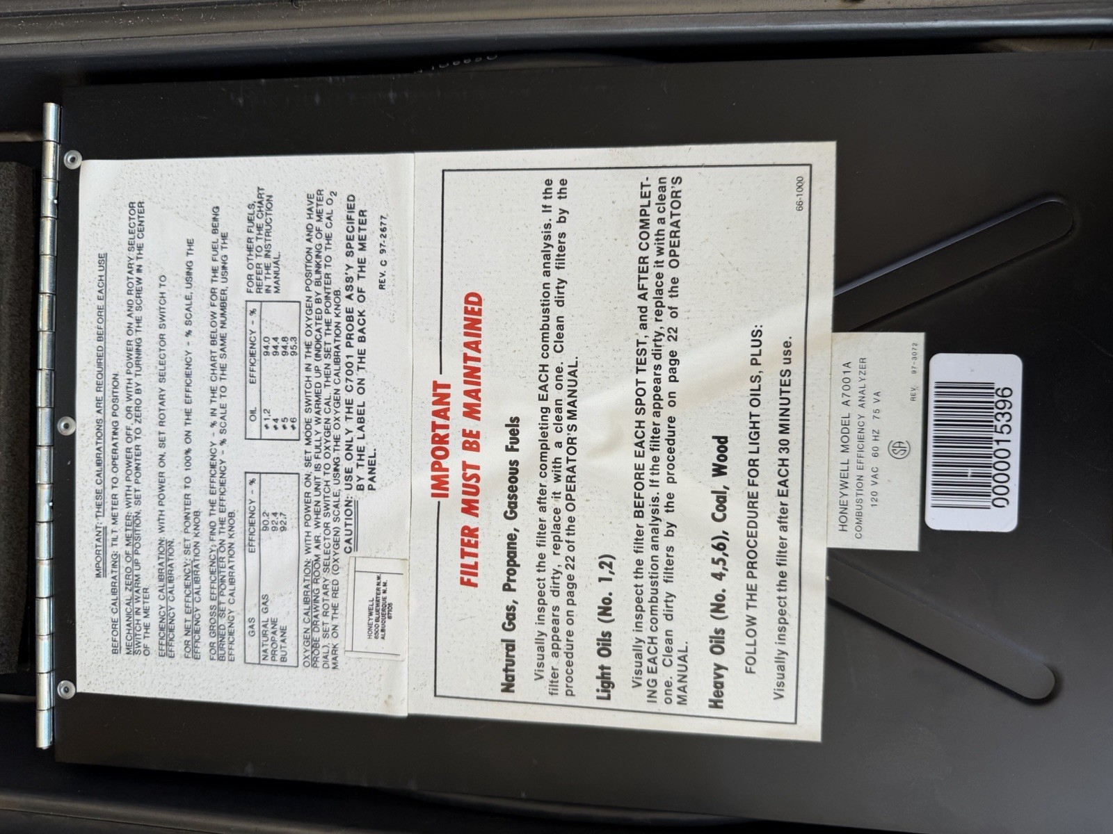 FULL KIT honeywell a7001a combustion efficiency analyzer oxygen [4*O-19] GREAT