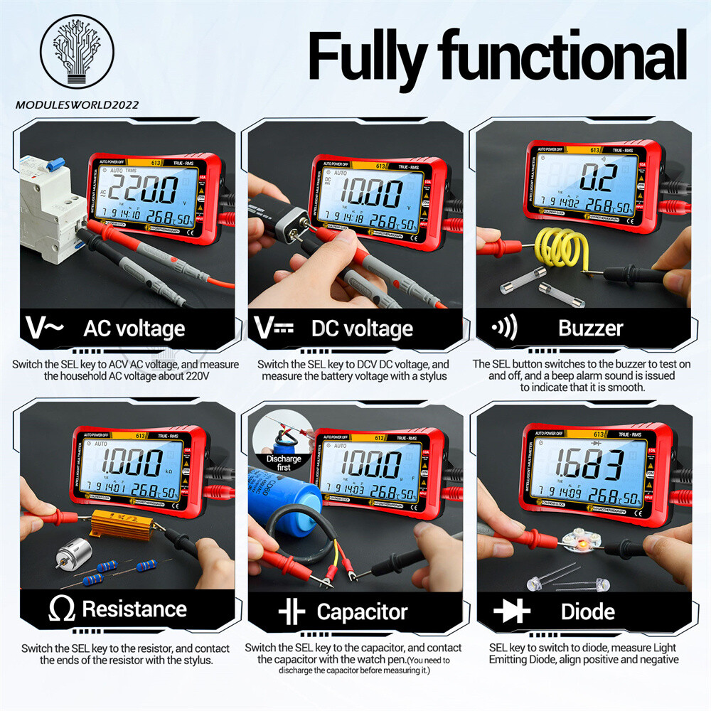 ANENG 612/613 Intelligent Digital Multimeter Calendar/ Thermohygrometer 3-in-1