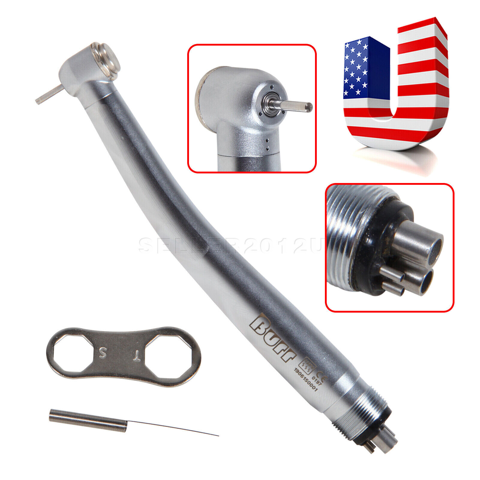 Dental Standard High Speed Handpiece 4 Holes Push Button Midwest