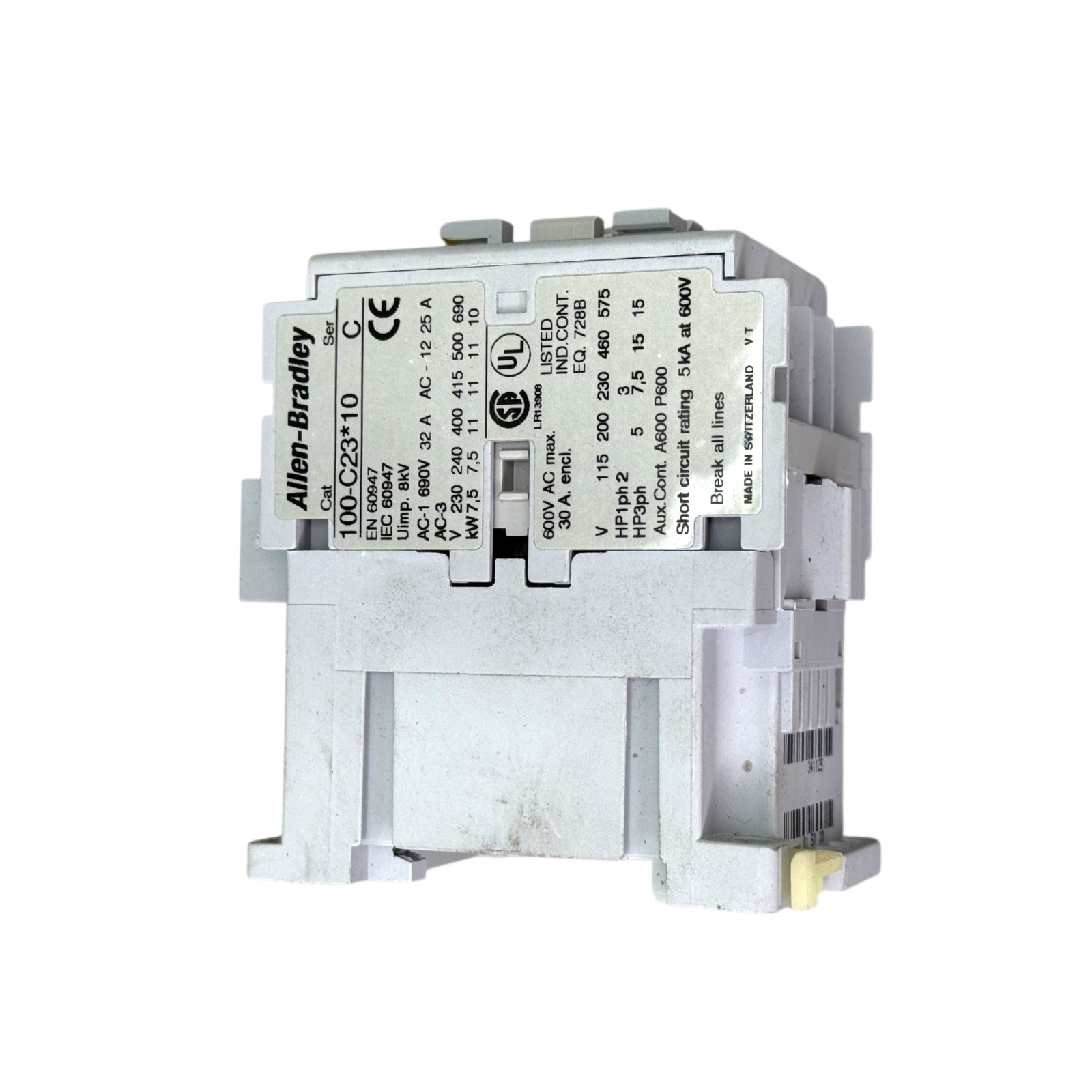 Allen-Bradley 100-C23*10 Ser C Contactor 32A 600V AC Max Made in Switzerland