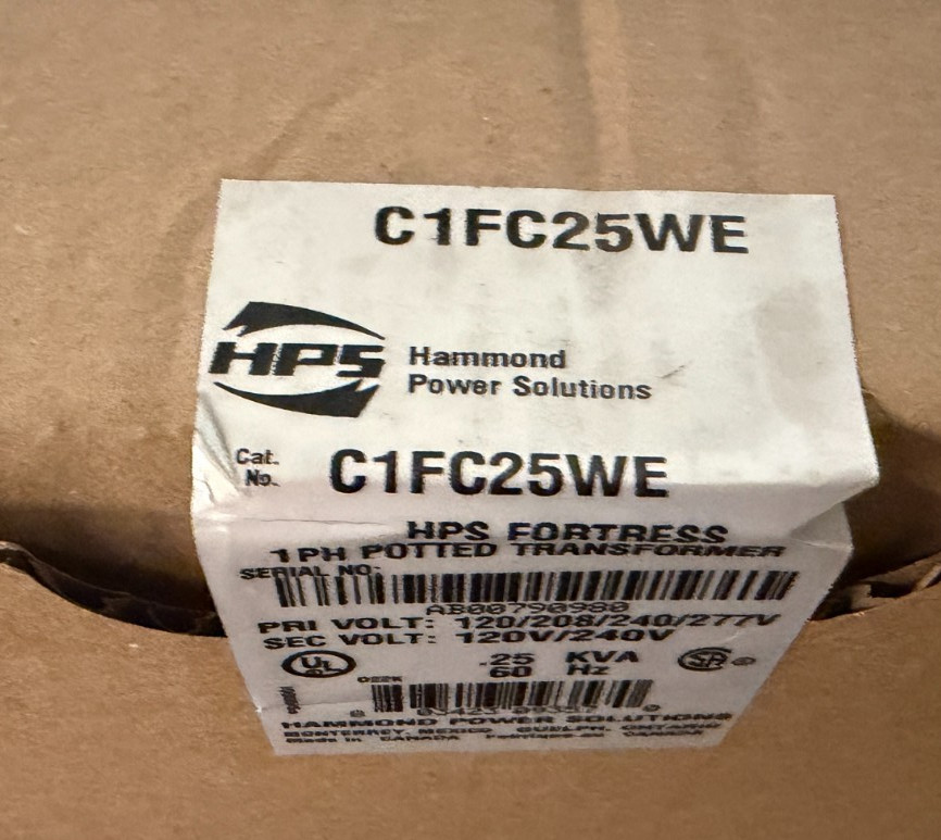 HPS C1FC25WE .25 KVA 1PH 60HZ 120/208/240/277V X 120/240V TRANSFORMER