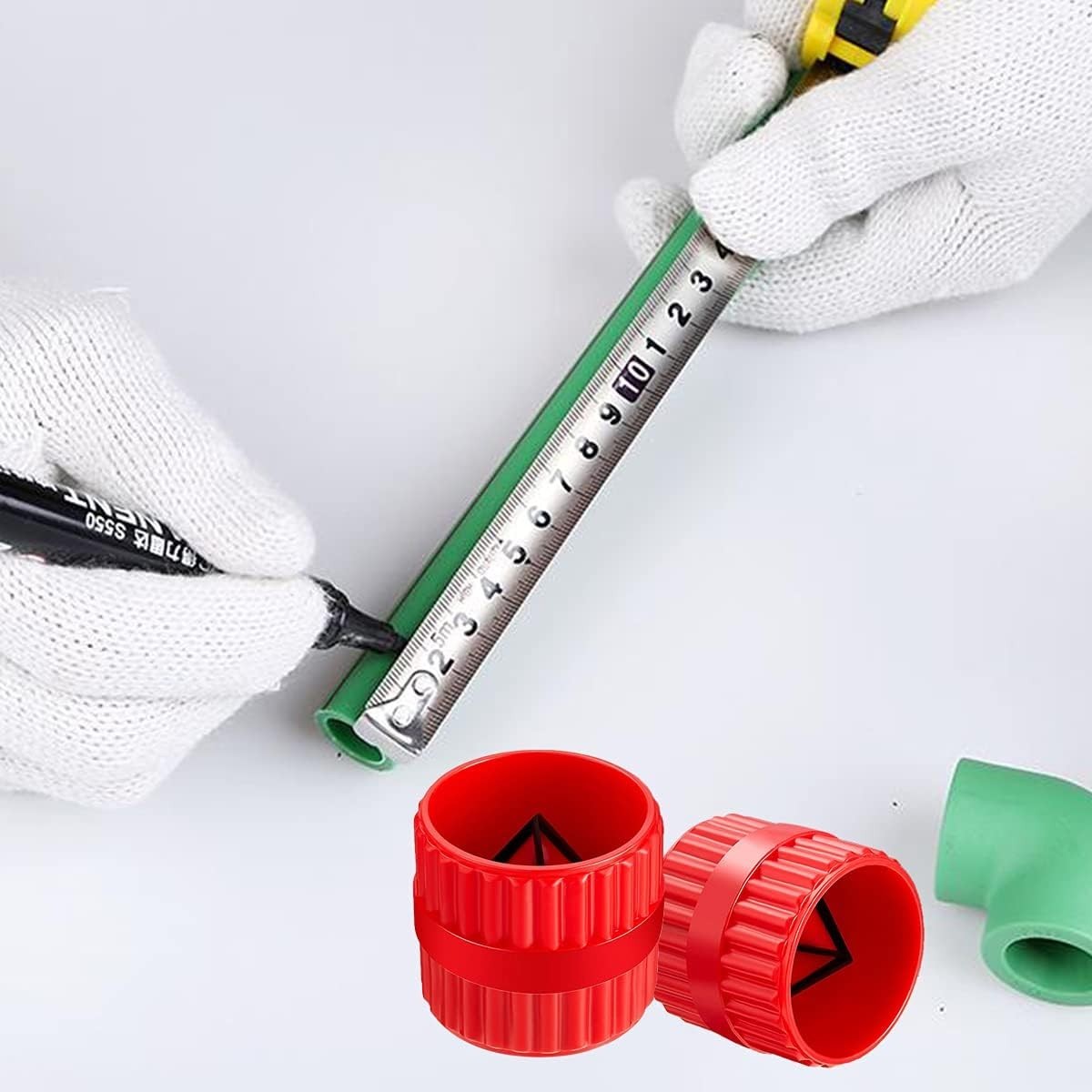 Red Deburring Reamer Set: Precision Inner-Outer Chamfer Tool for Various Pipes