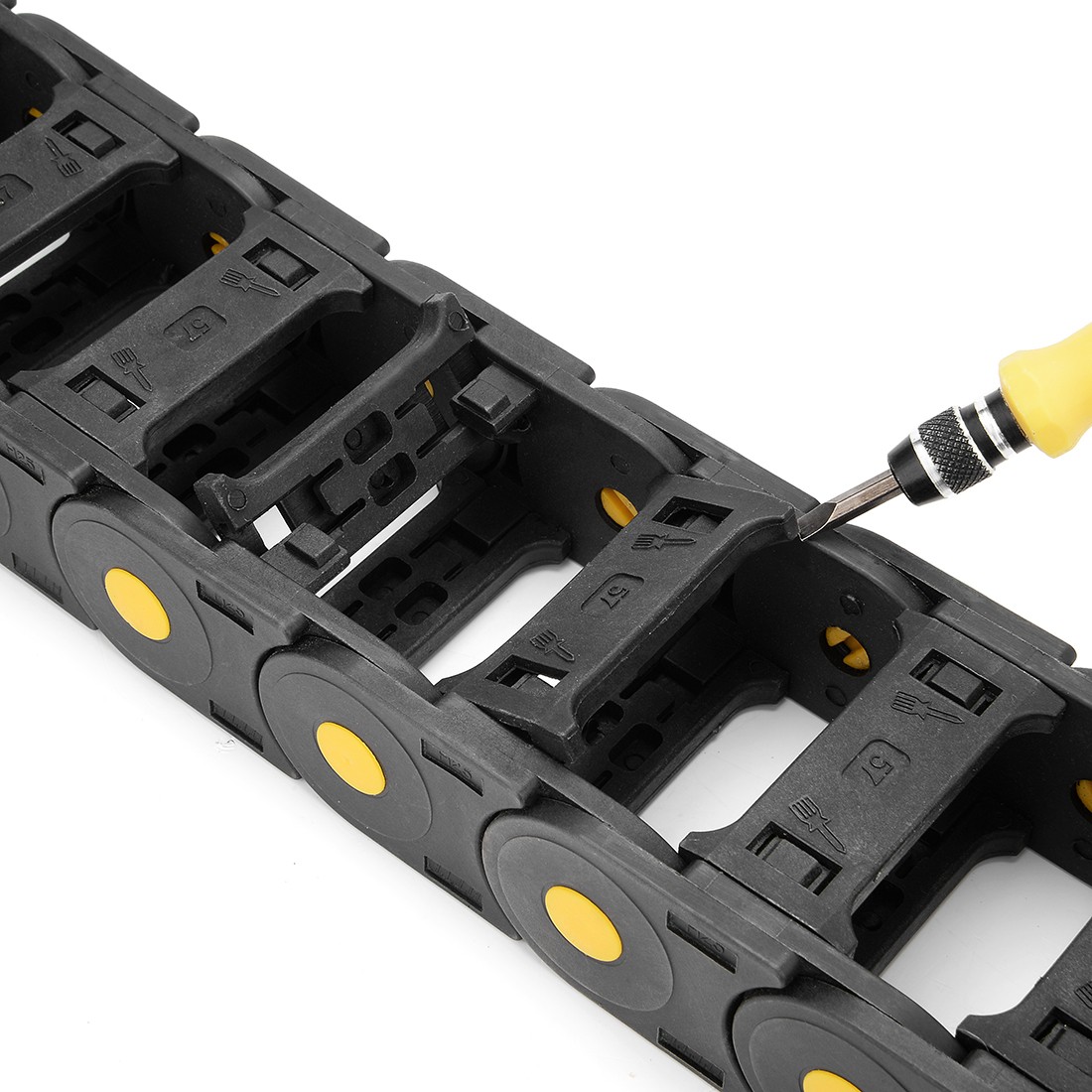 R55 25mmx57mmx1M Plastic Open Type Cable Wire Carrier Drag Chain for CNC Black