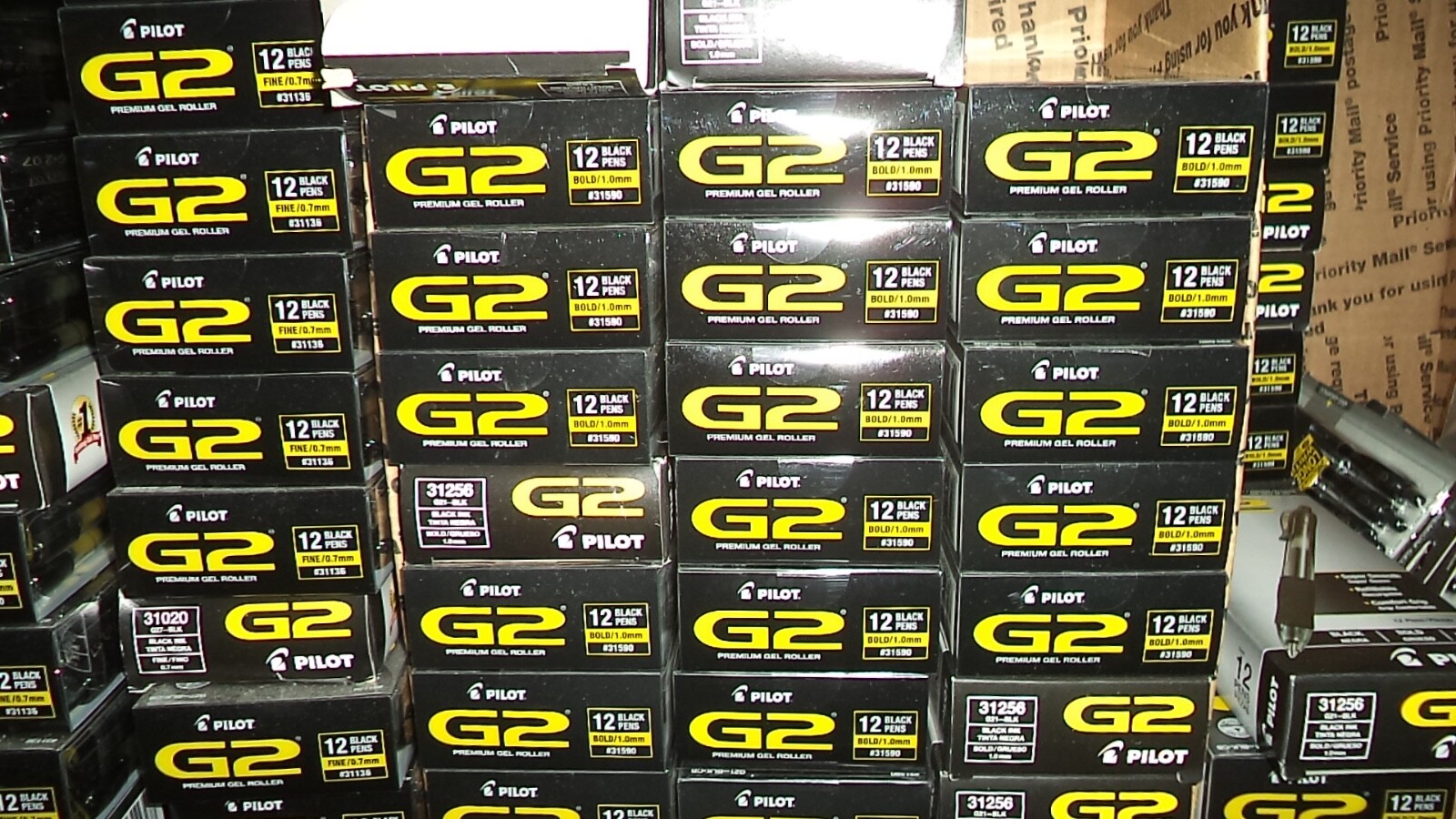 20 Pilot® G-2® g2 Retractable Gel ROLLER Pens Fine Point 0.7mm BLACK 31136 31020
