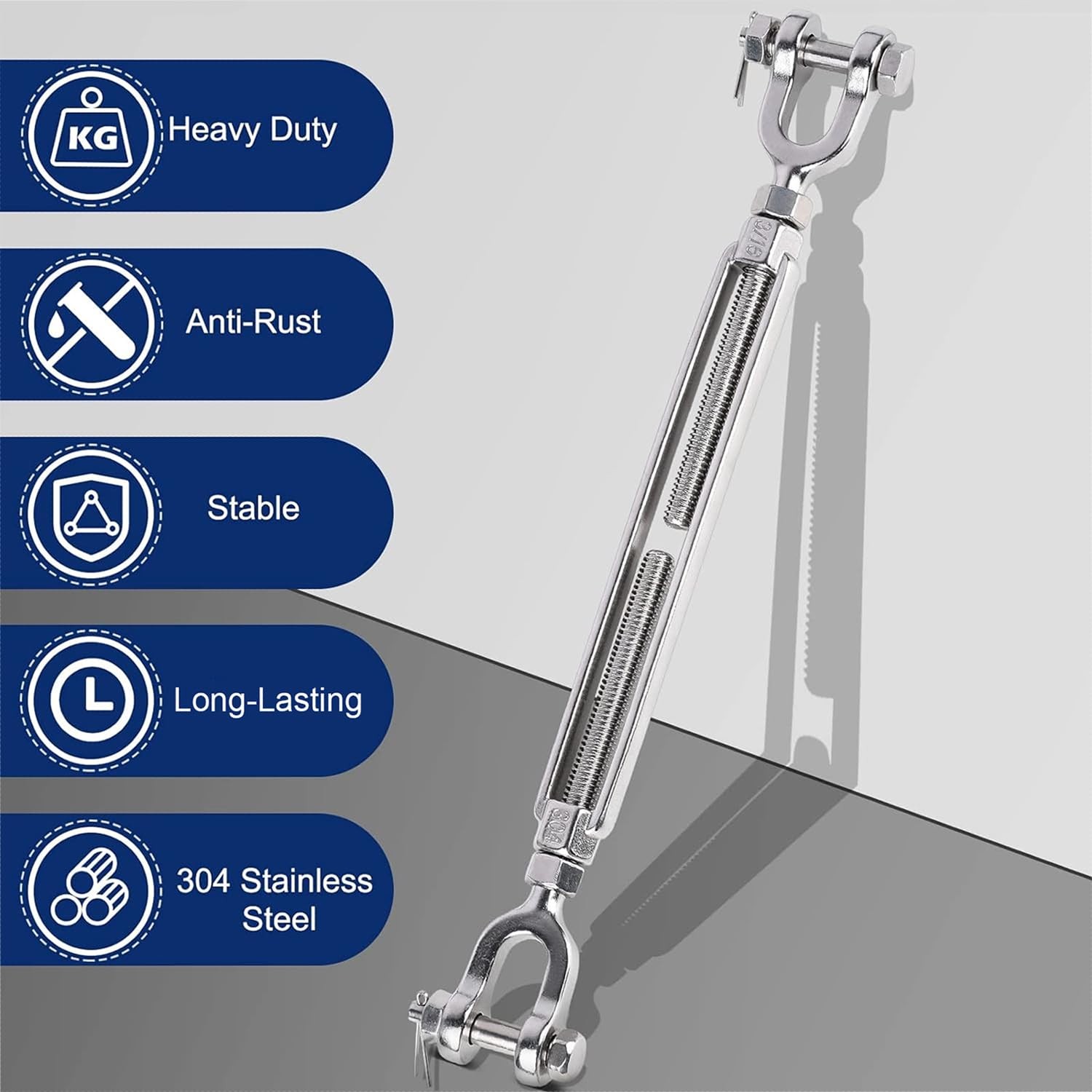 6Pack Turnbuckle 3/16 M5 304 Stainless Steel 660 lb WLL