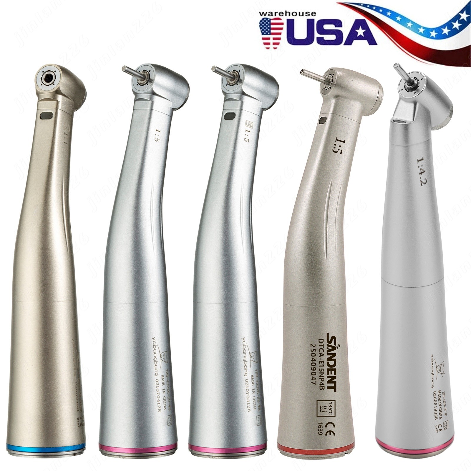 YBB Electric Dental 1:1/1:4.2/1:5 (LED) Contra Angle Increasing Speed Handpiece