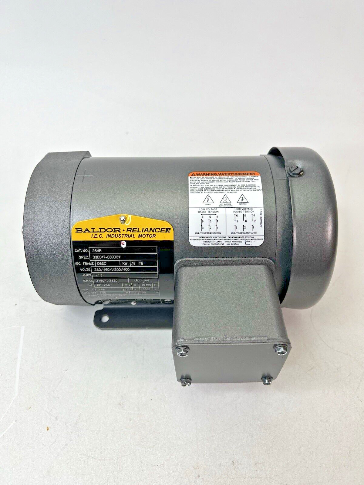 Baldor Reliance Industrial Motor CAT # 25HP, 33E017-0390G1