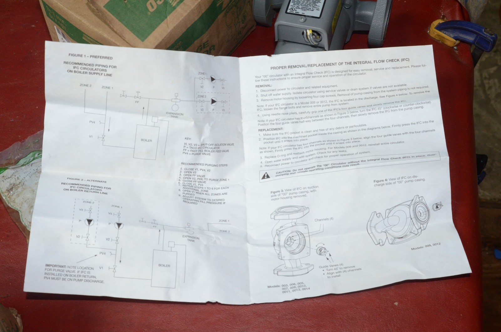 TACO 007-F5-IFC Cast Iron Circulator Pump 1/25 HP Flow Check & 110-419 Flanges