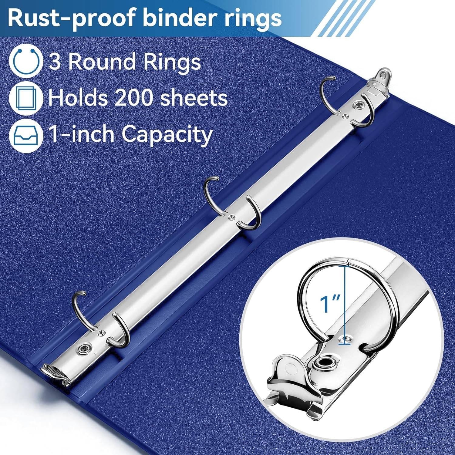 Rainbow 1-Inch 3-Ring Binders with 2 Pockets 6-Pack Office School Use
