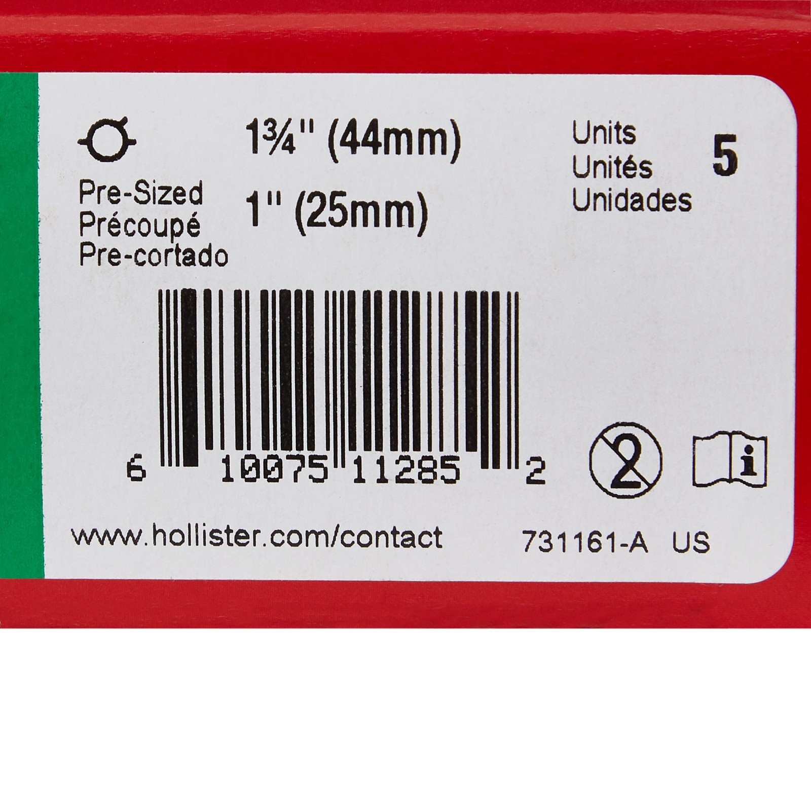 Hollister Precut Extended Wear Ostomy Barrier 44 mm Flange 5 per Box