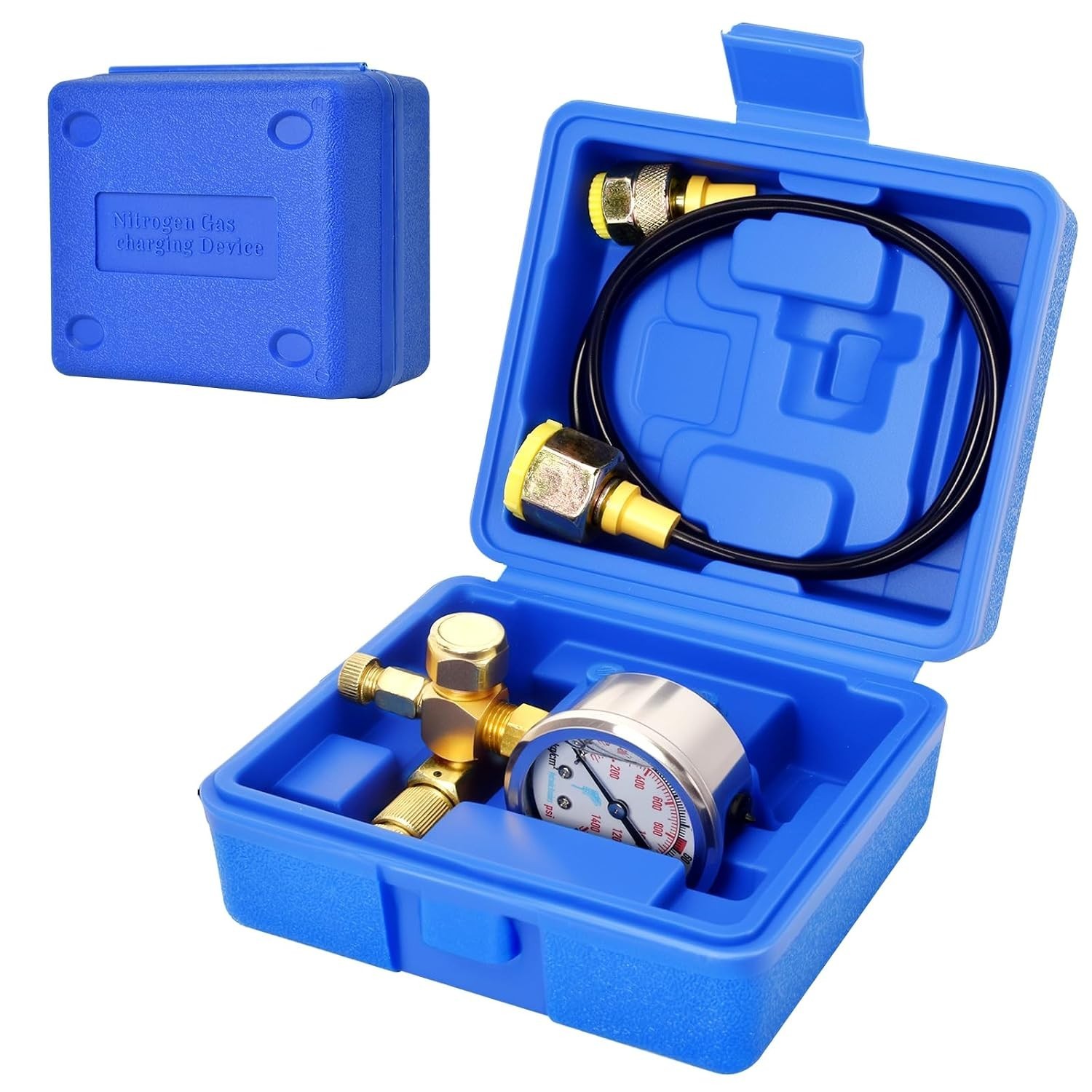 Pro Hydraulic Breaker Nitrogen Charging Kit with 0-1420 PSI Pressure Gauge