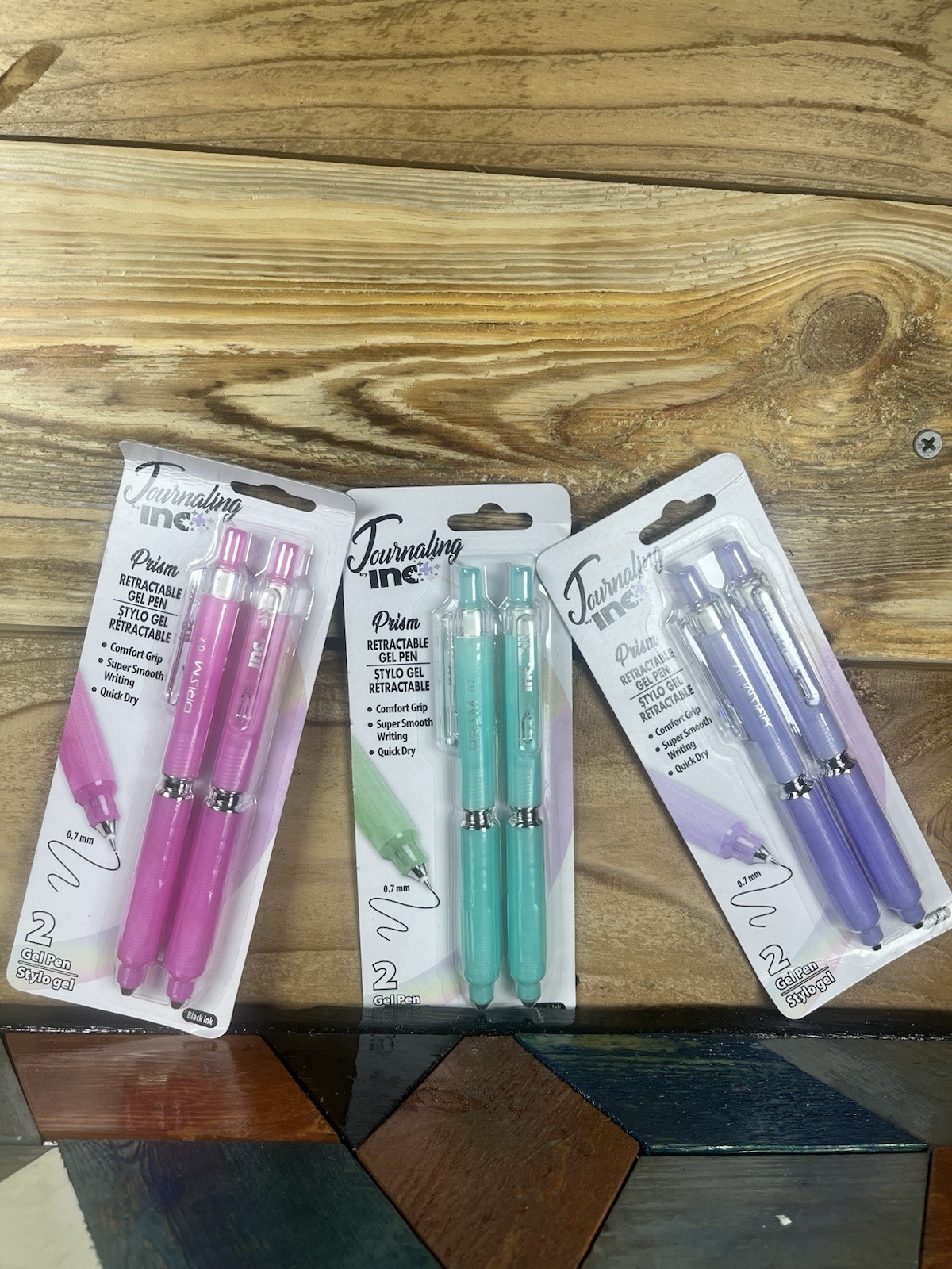 Journaling by INC Prism Retractable Gel Pens 0.7mm Black Ink Three 2-Pack