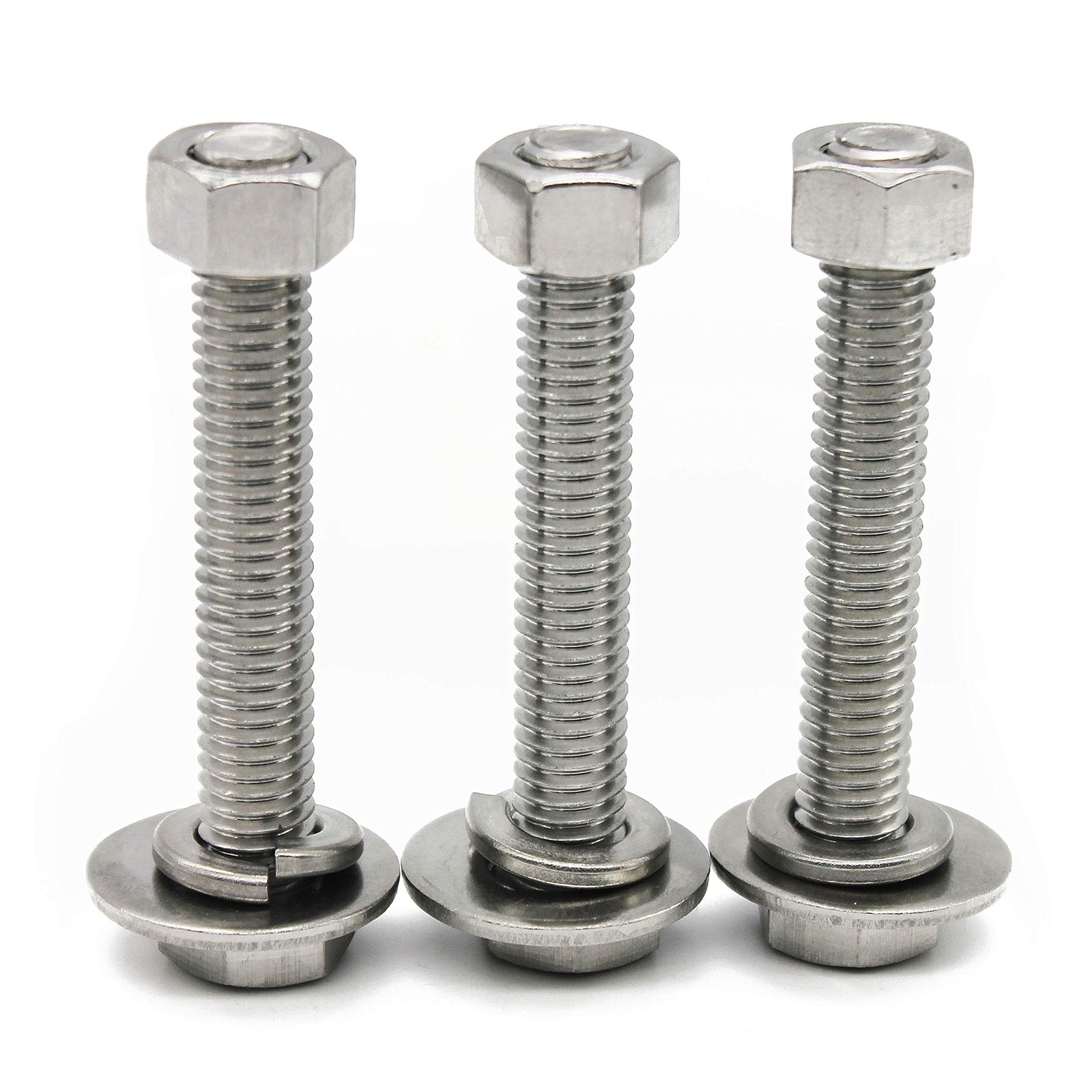 (10 Sets) 1/4-20×2 Stainless Steel Hex Head Screws Bolts, Nuts, Flat & Lock W…