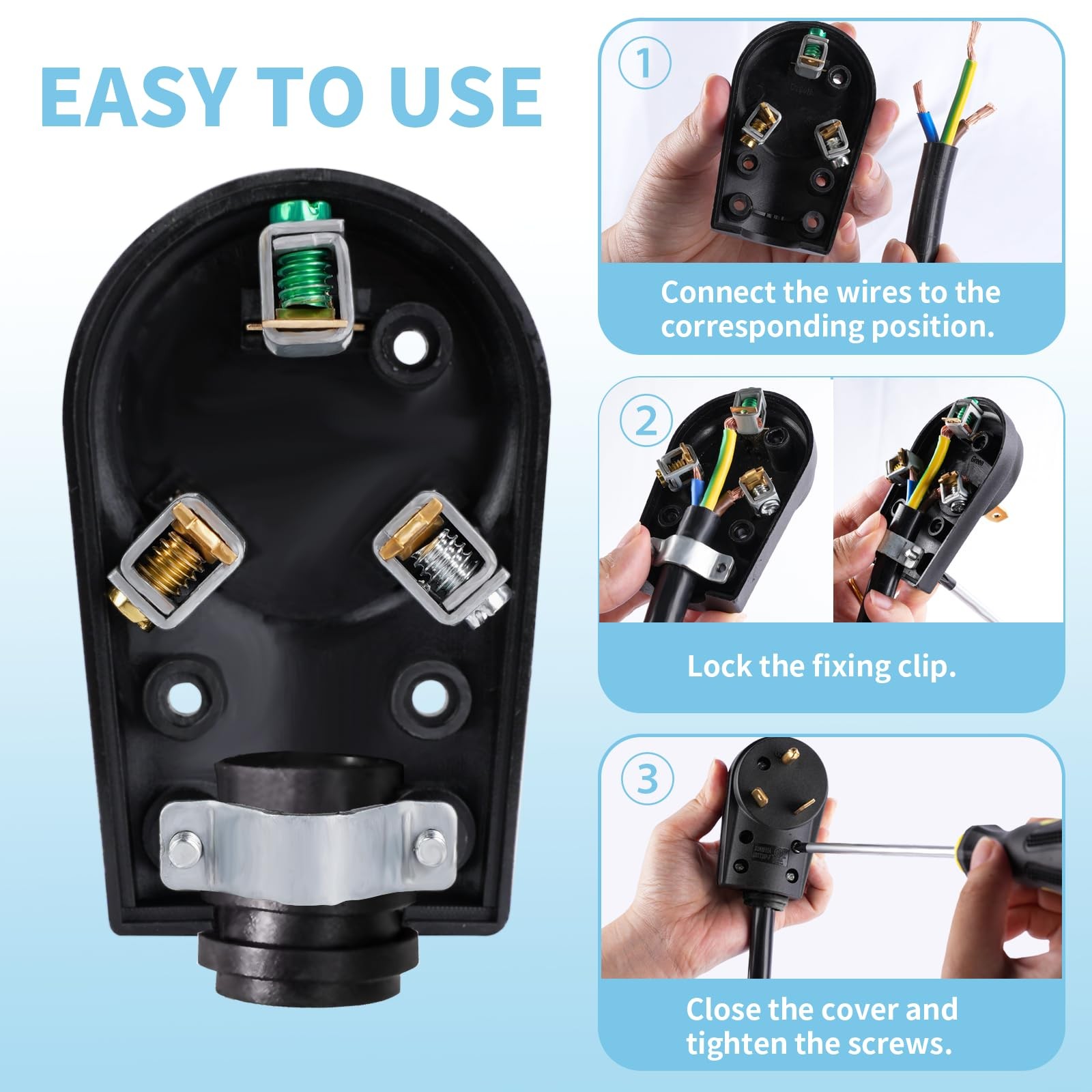 30 Amp RV Replacement Plug ETL Listed 125V Male NEMA TT-30P for RV Trailer