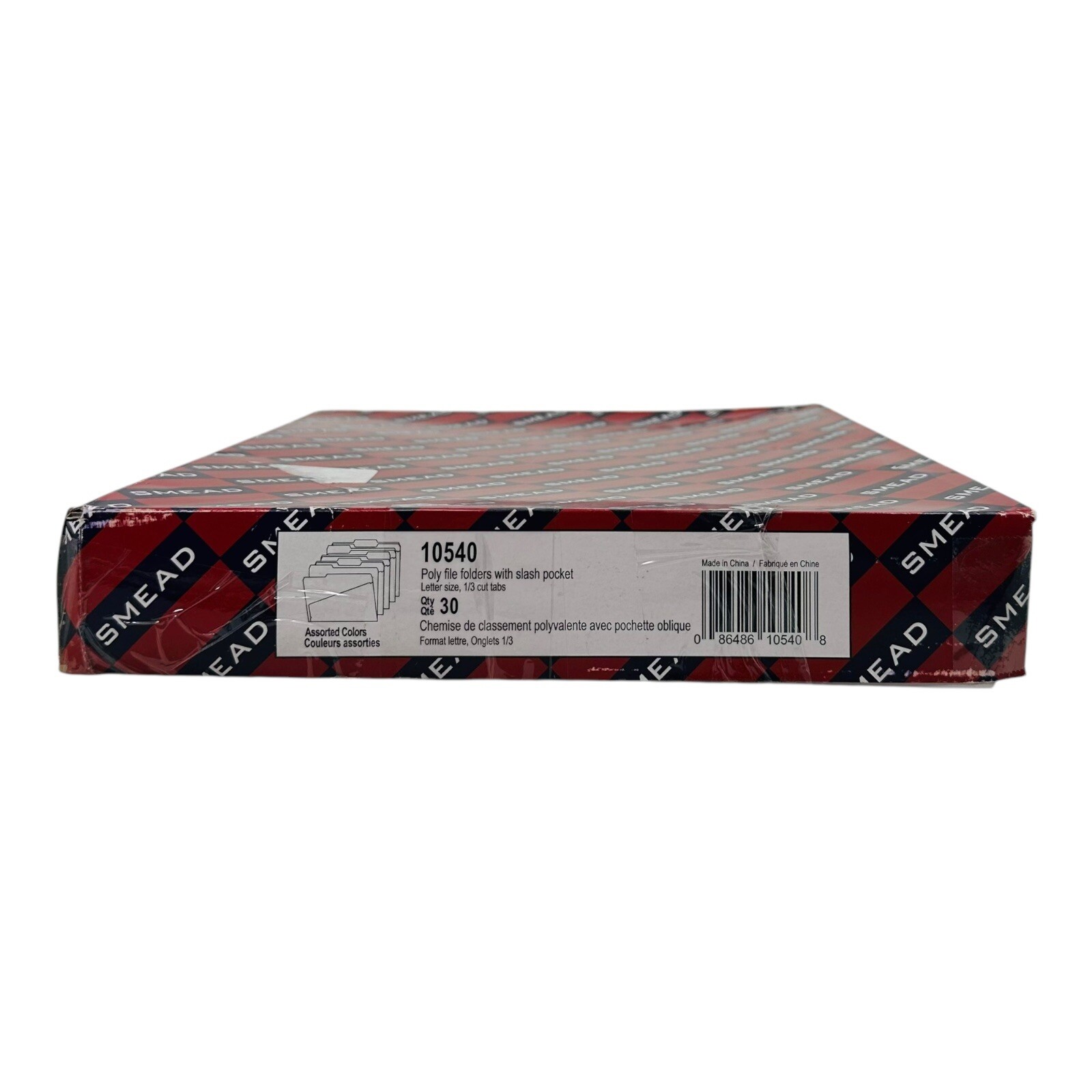 30 Count Smead Letter Size Poly File Folders w/ Slash Pocket 1/3-Cut Assorted