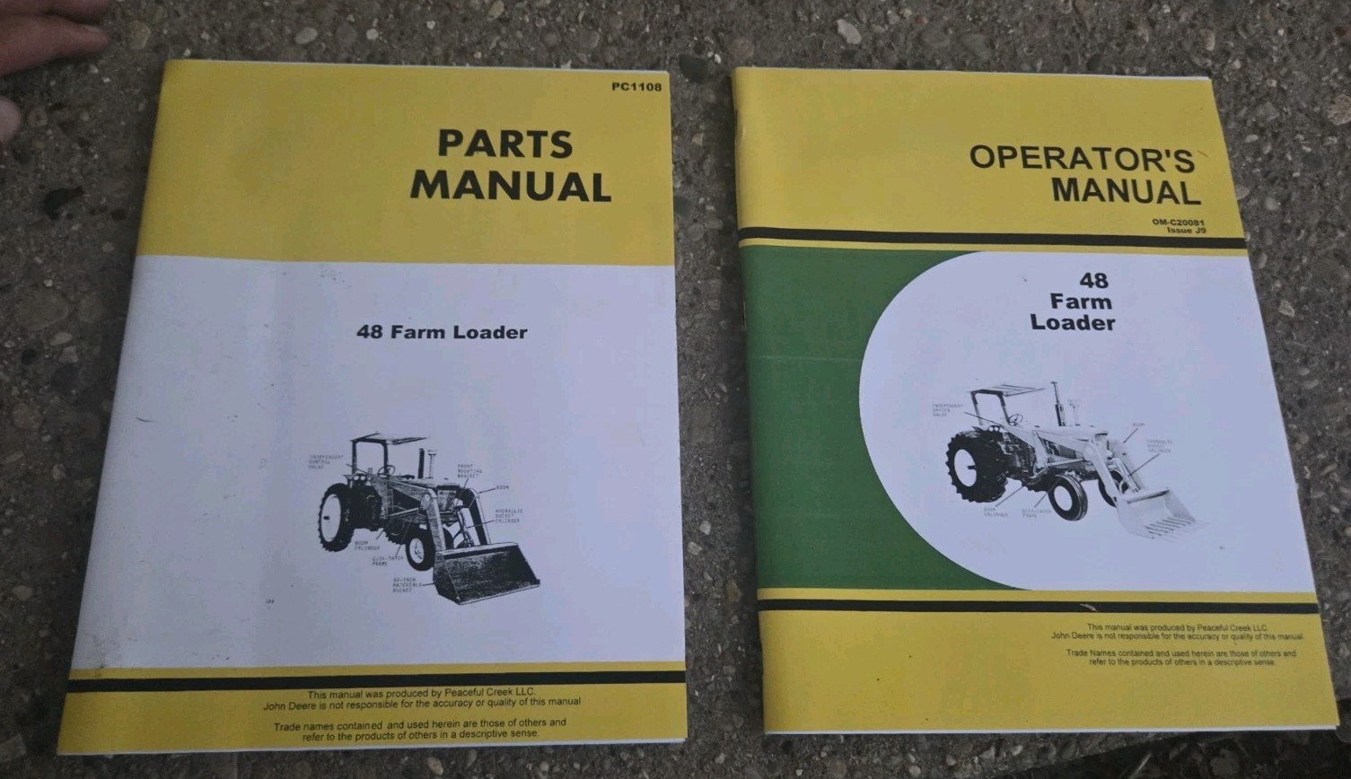 Peaceful Creek Service Operators & Parts Manual John Deere 48 Farm Loader