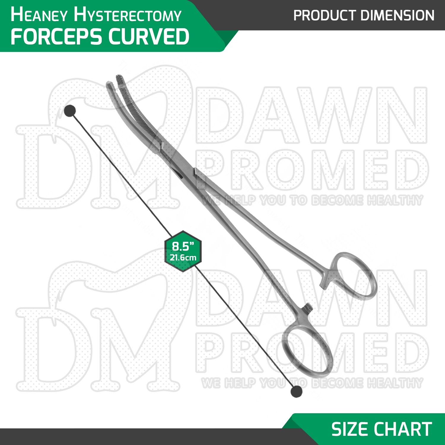 2 Pcs Heaney Forceps Single Tooth Curved Set 8.5″ OB/GYN Instrument German Gr