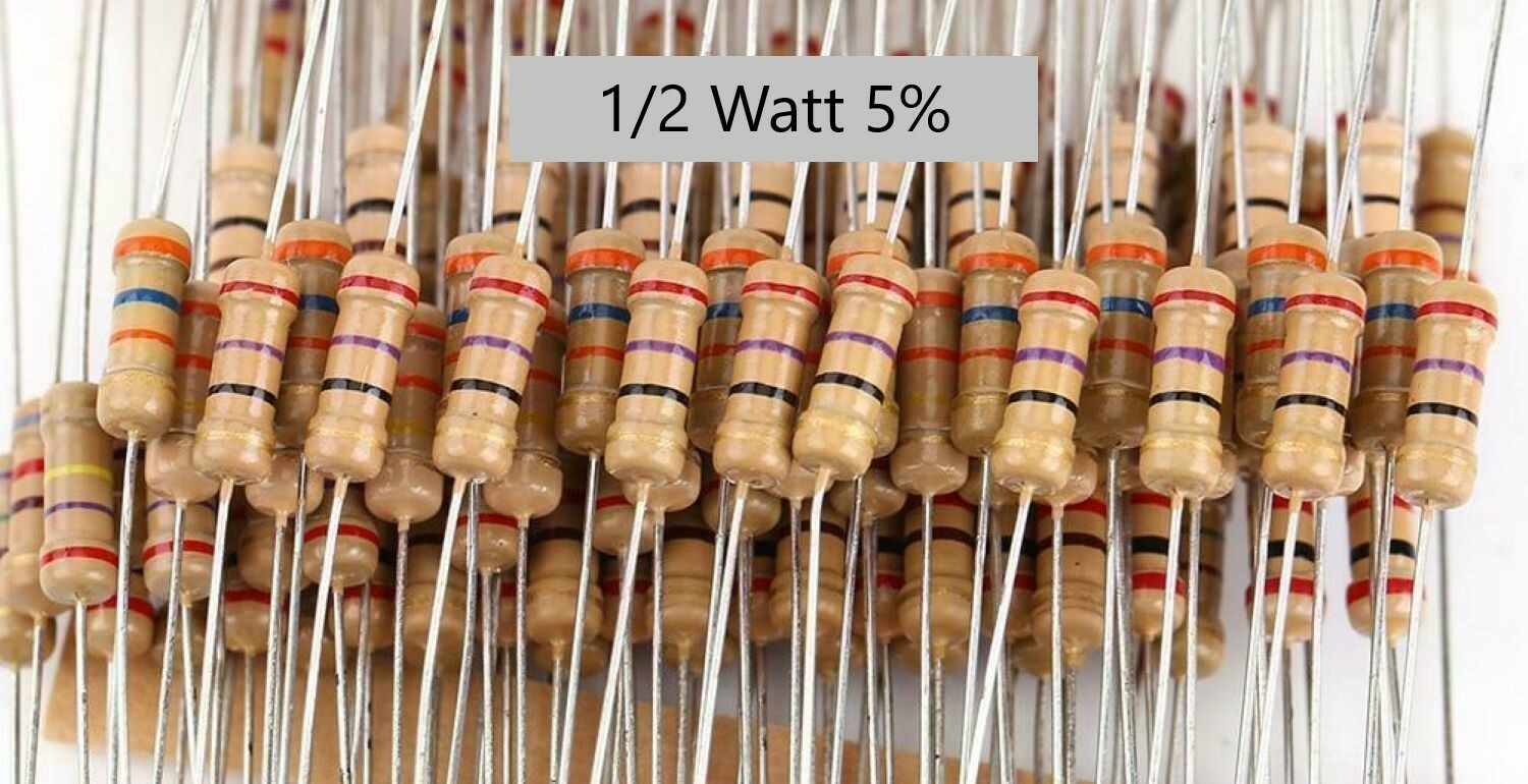 2 ea – 1/2 W 5% carbon film resistor tan -Pick Value 1 ohm to 10 Meg – 99 cents