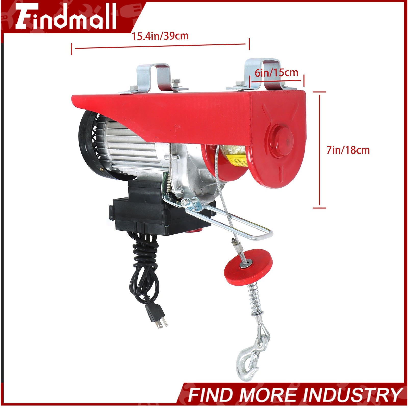 Findmall 1320lbs Electric Hoist 328ft/100m Wireless Remote Control 110V 1150W