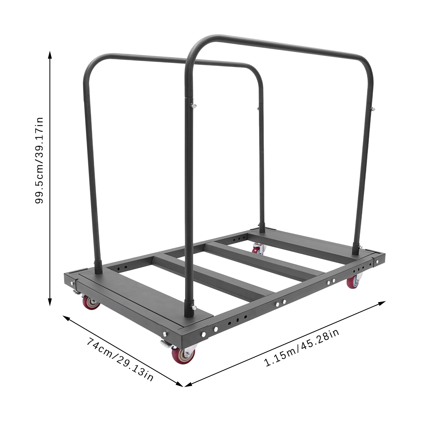 Heavy Duty Q235 Steel Folding Table Cart with Wheels, Holds 10 Tables