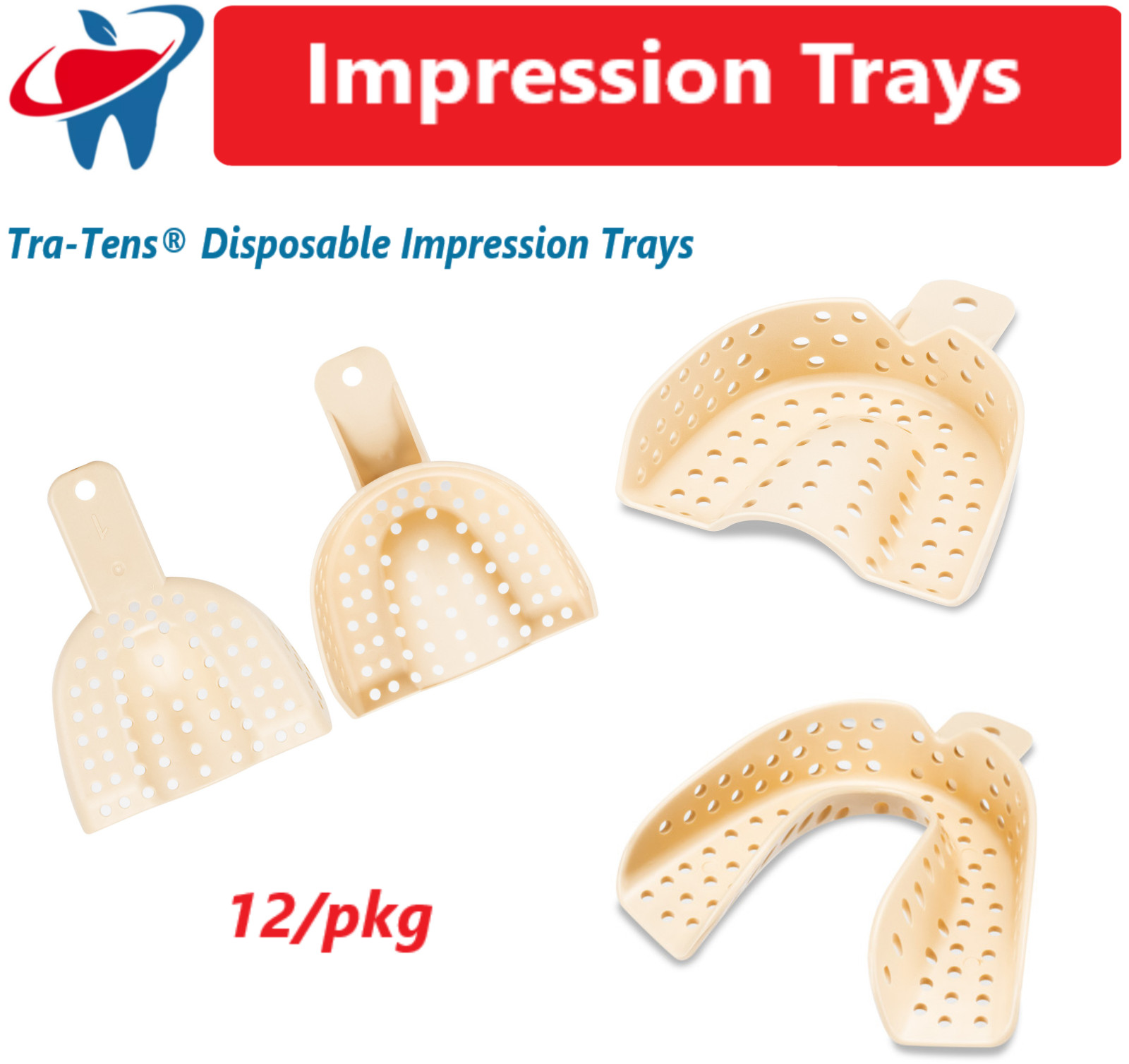 Tra-Tens® Disposable Impression Trays – Perforated, 12/Pkg – Water Pik