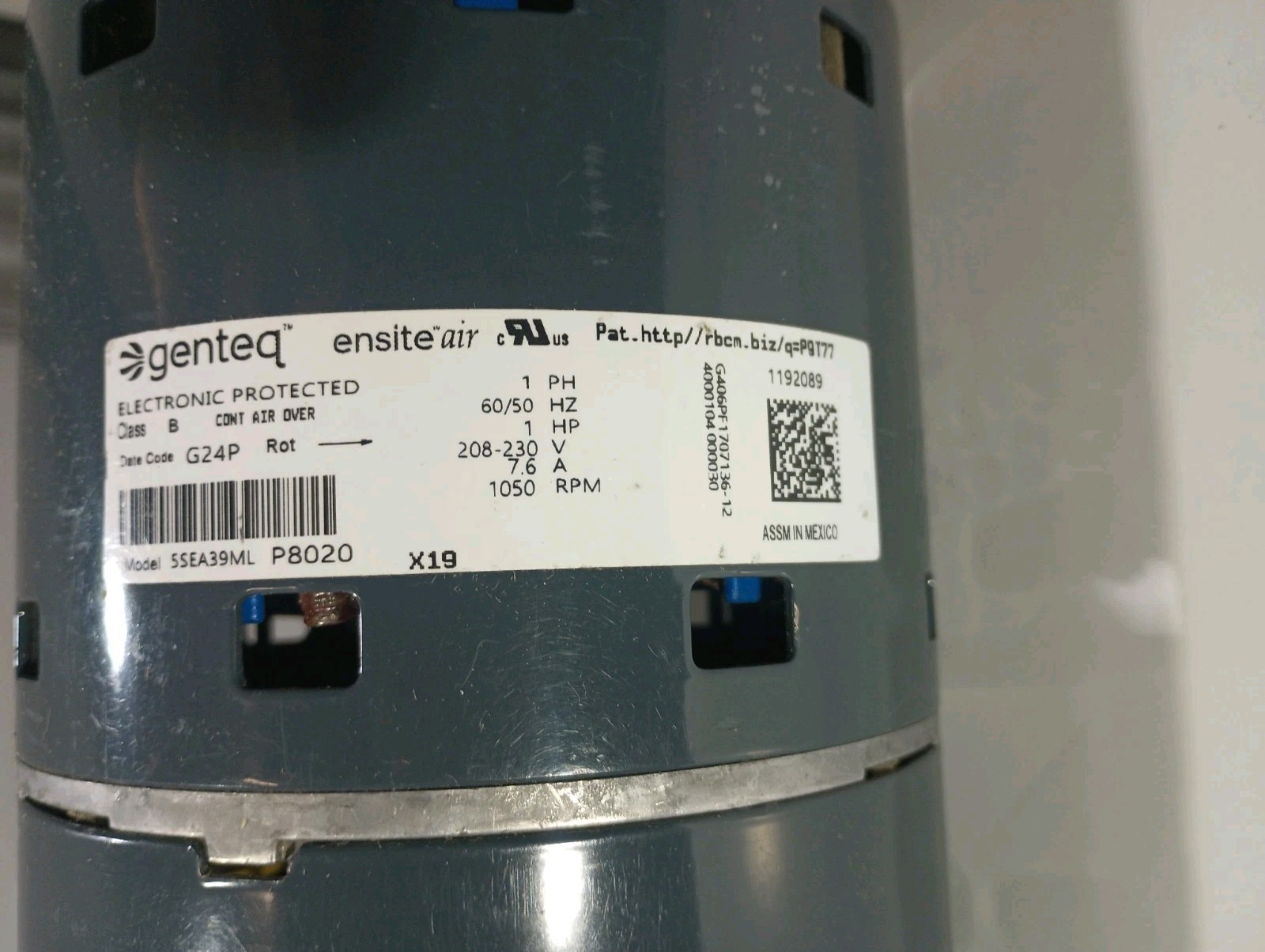 Genteq 5sea39mlp8020 Icp Motor 1192089 *NEW NO BOX MINOR COSMETIC SCRATCHES*