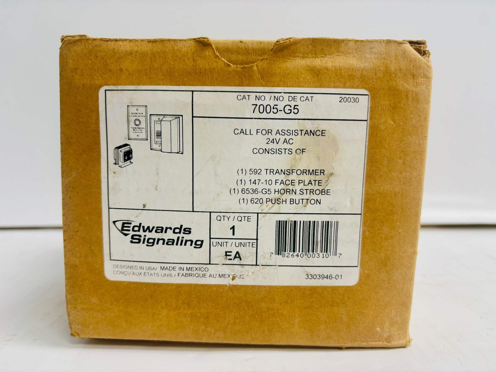 Edwards 7005-G5 Horn Strobe Only 24V AC/DC Audible and Visual Device
