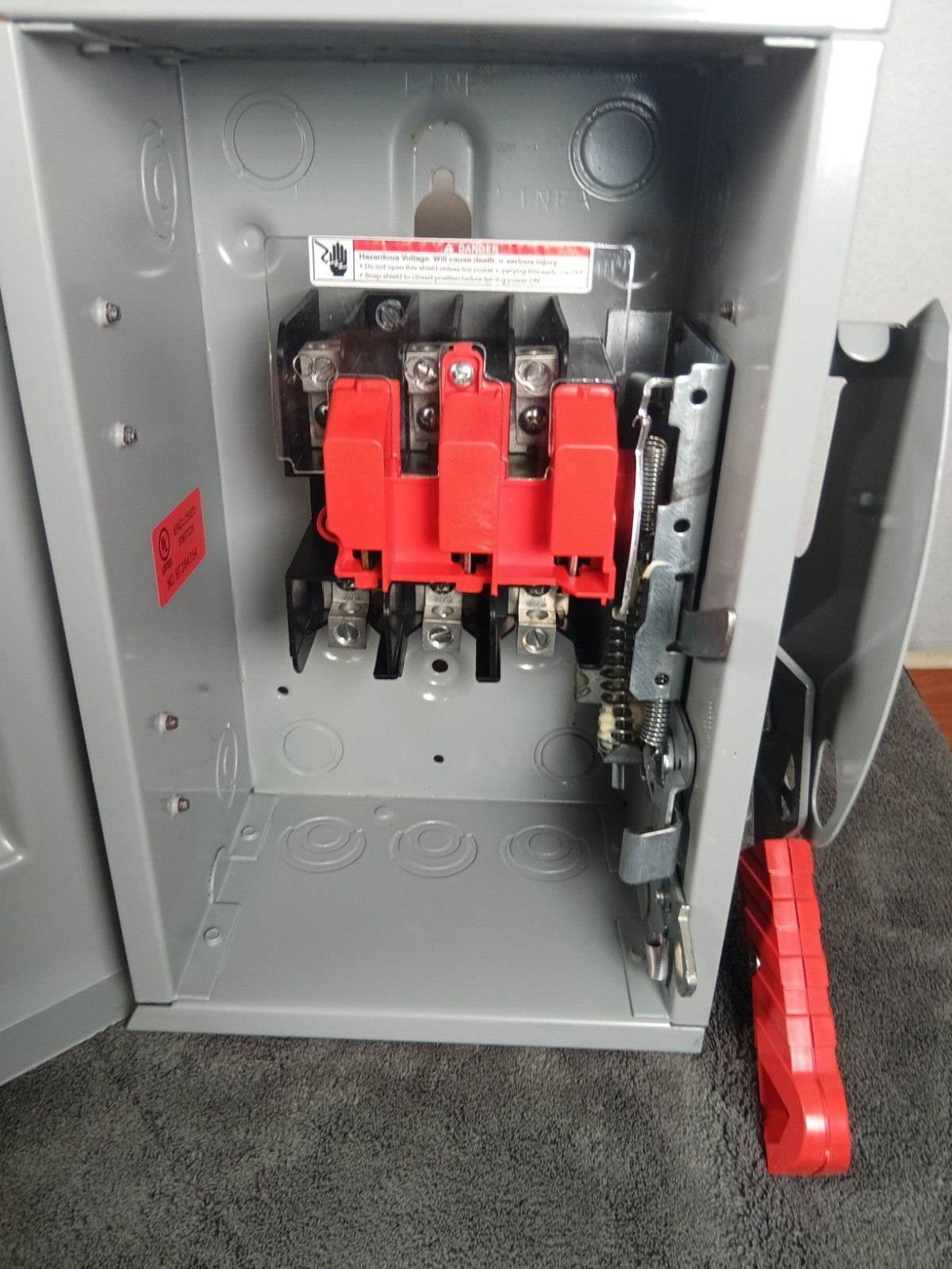 30 Amp 3 Pole 600V Non Fused Heavy Duty Safety Switch Quick Make Break Mechanism