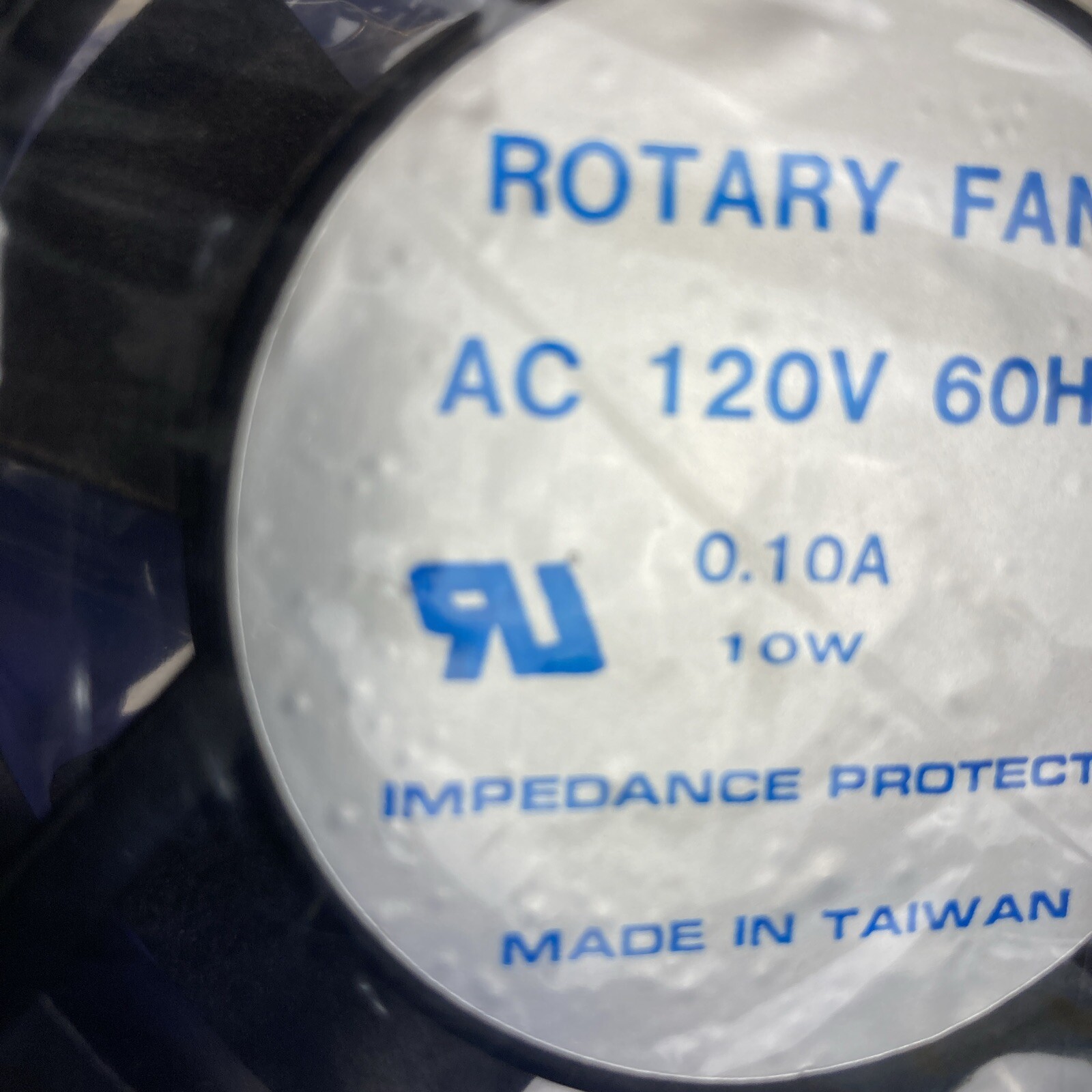 Axial Rotary Fan AC 120V 60Hz 0.10A 10W Impedance Protected #48-1921