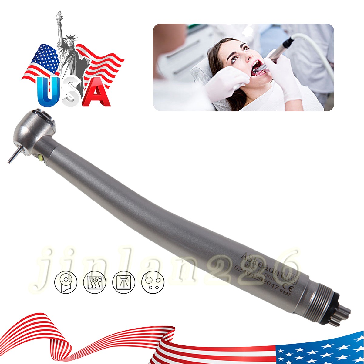 Dental LED E-Generator Fiber Optic High Speed Handpiece 4 Hole NSK Style