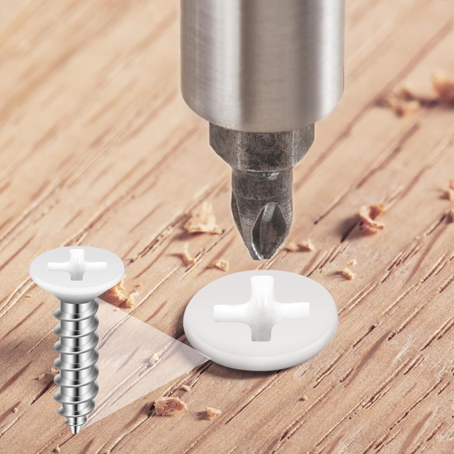 150PCS White Head Screws #6 White Screws for 2.8mm-3.0mm Holes,2”,1-1/2”,1